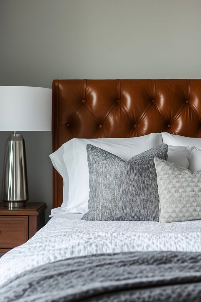 lit cuir capitonné style intemporel lampe métal chrome