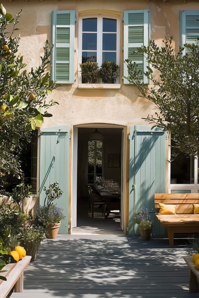 maison charme volets gris bleu citronnier