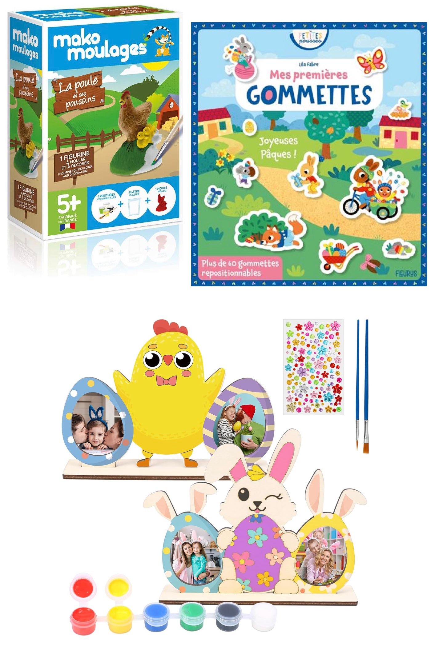 moulage gommette peinture activité manuelle poule lapin