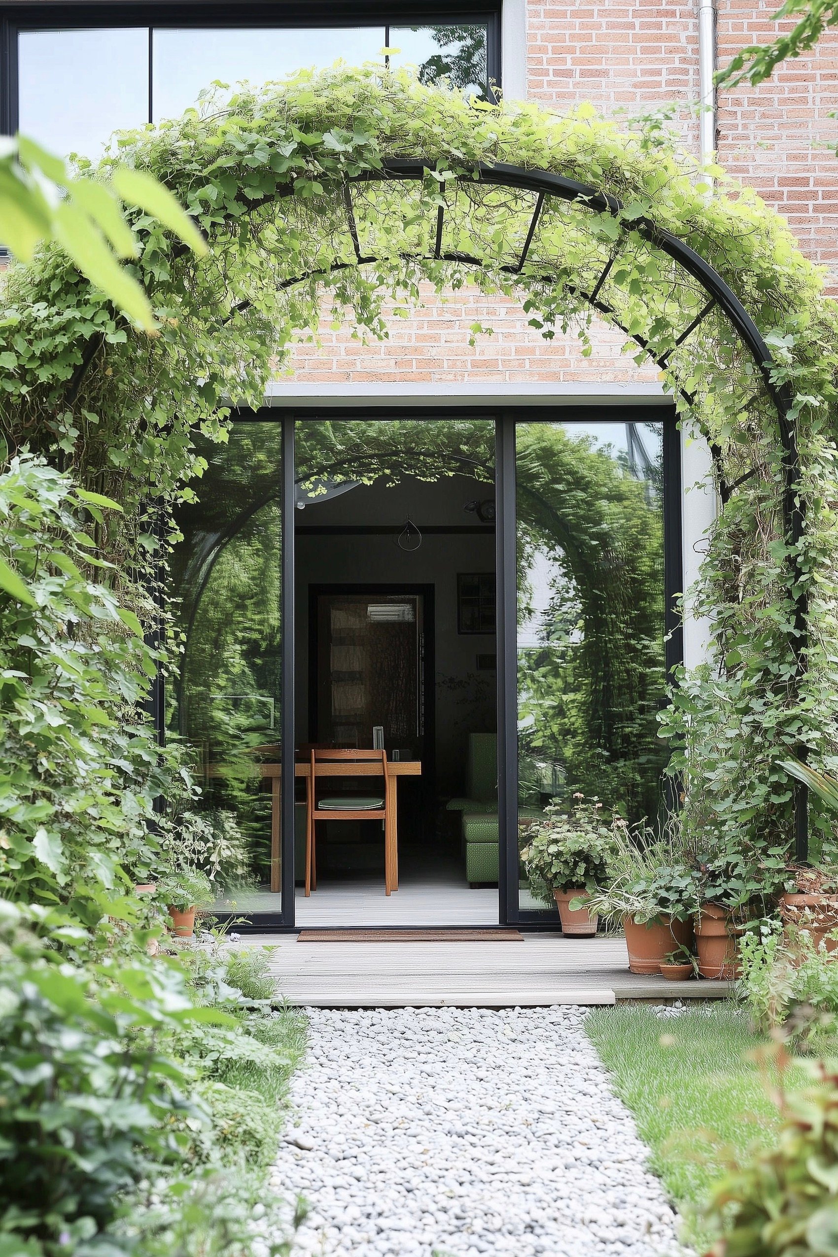 ombrage terrasse jardin naturel treillage arche plante grimpante