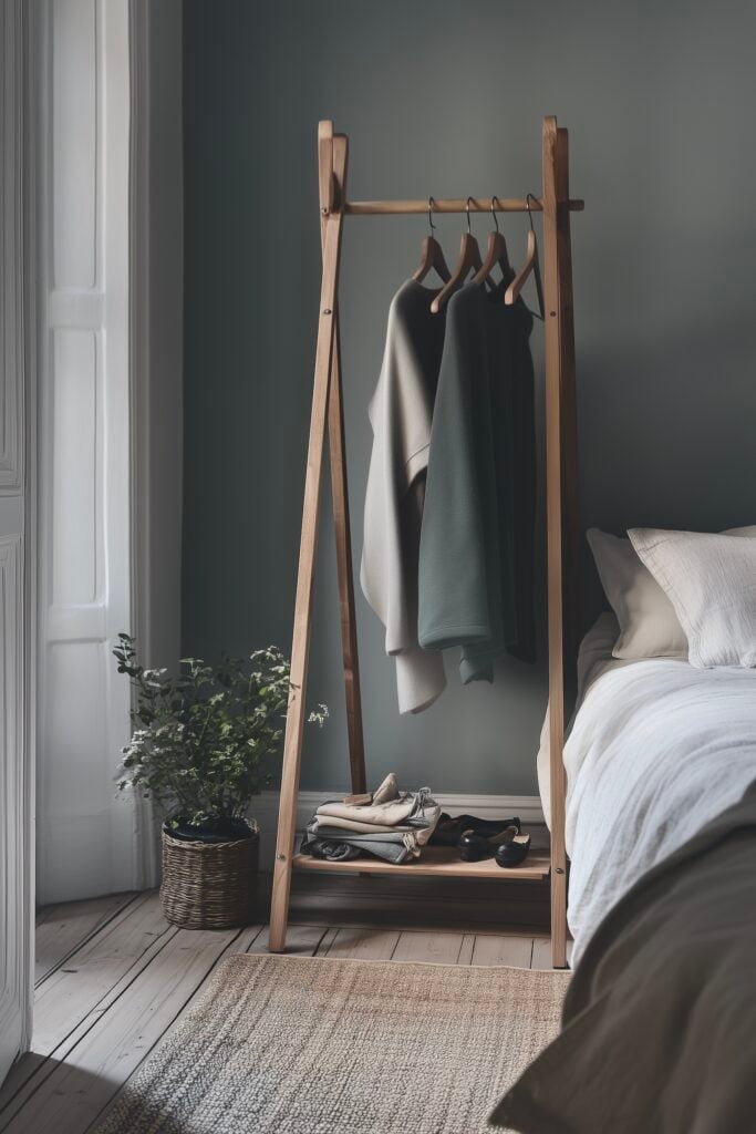 penderie ouverte sobre décoration chambre grise