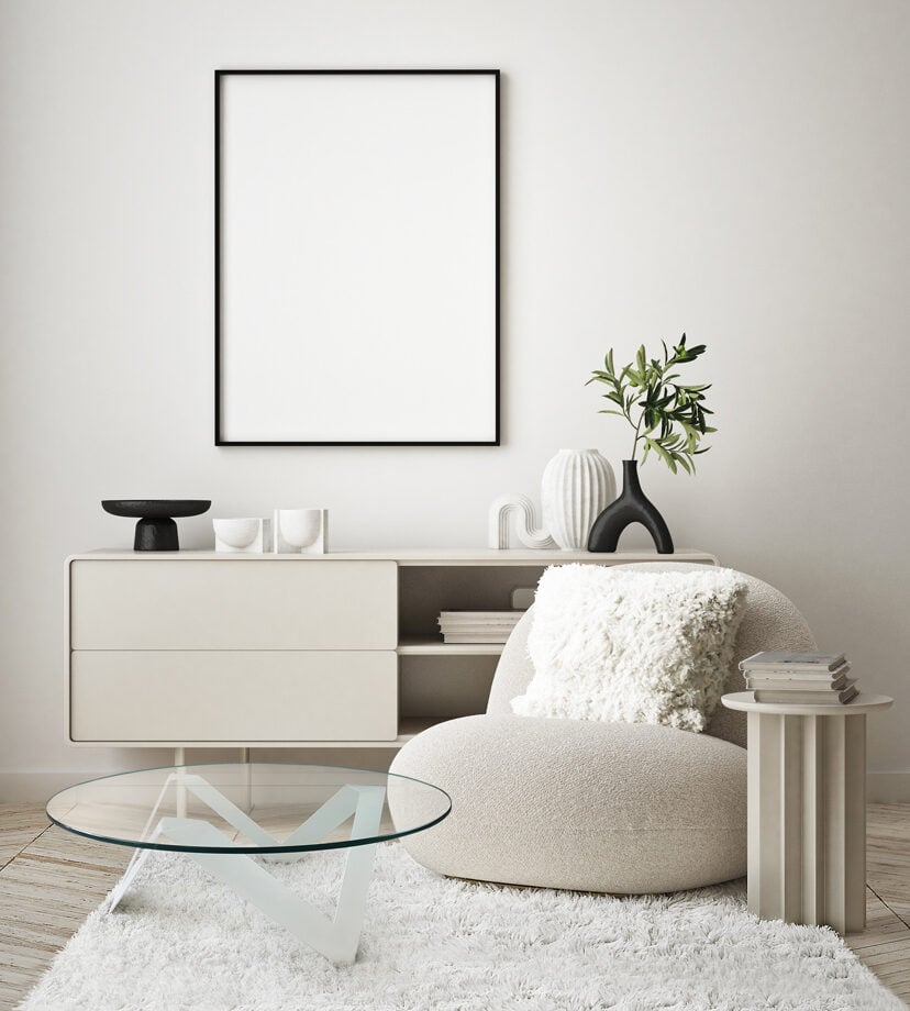 tables basses verre métal salon noir blanc boho