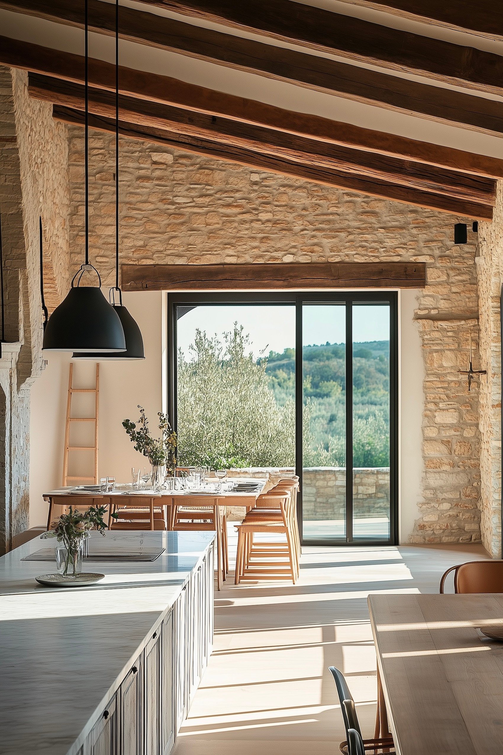 villa style Toscan moderne mur pierres