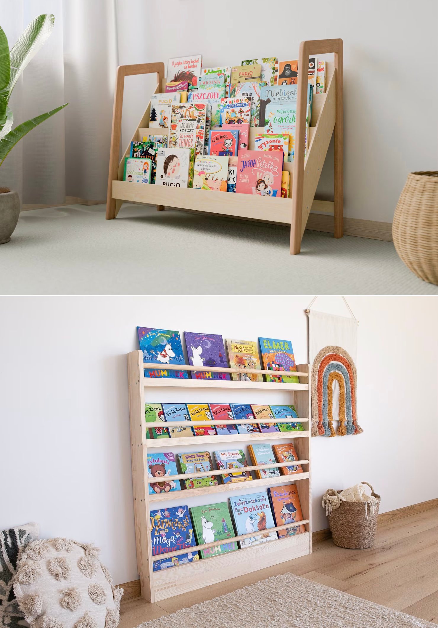 bibliothèque bébé étroite murale bois massif