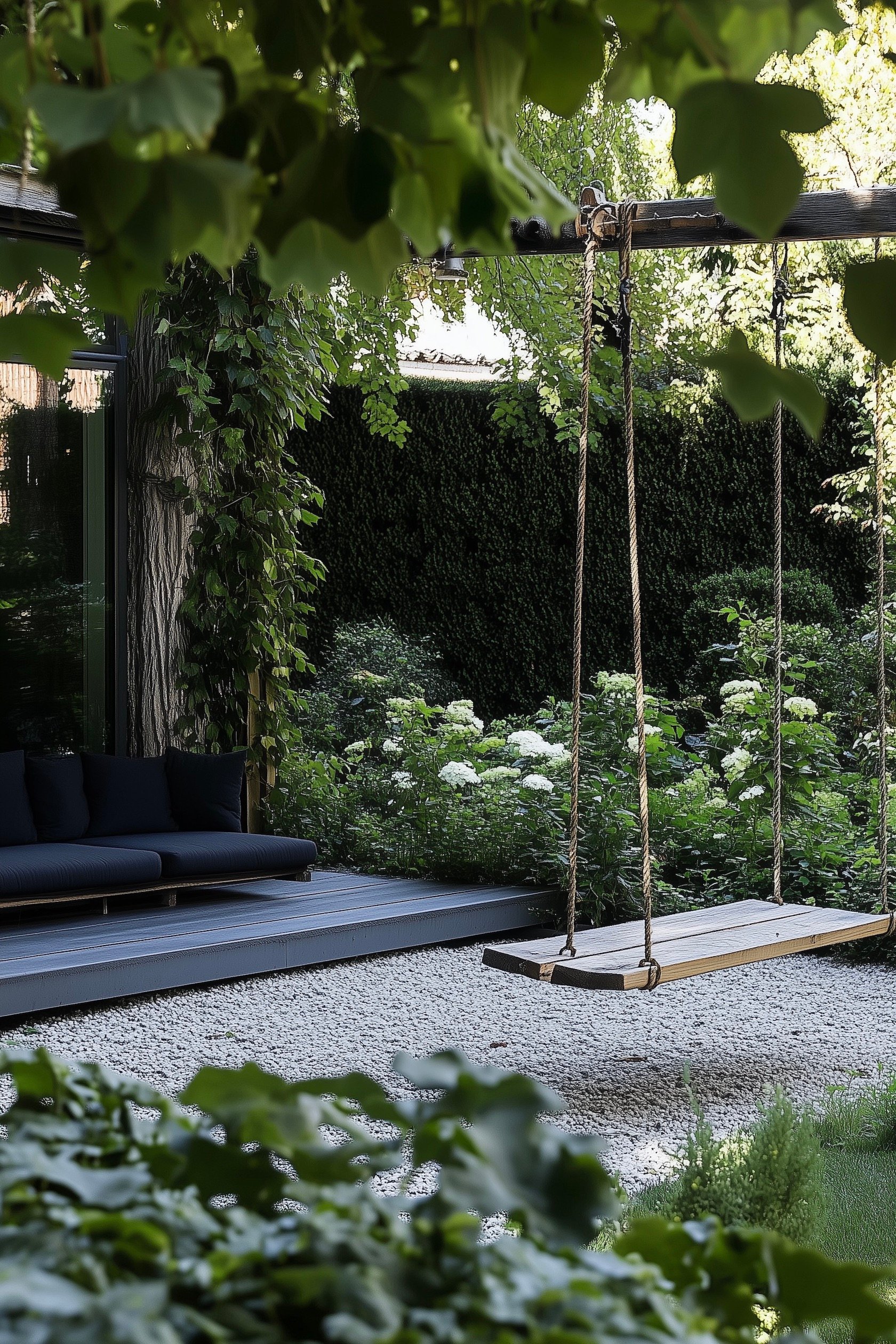 manoir français visite déco aménagement extérieur cour cailloux