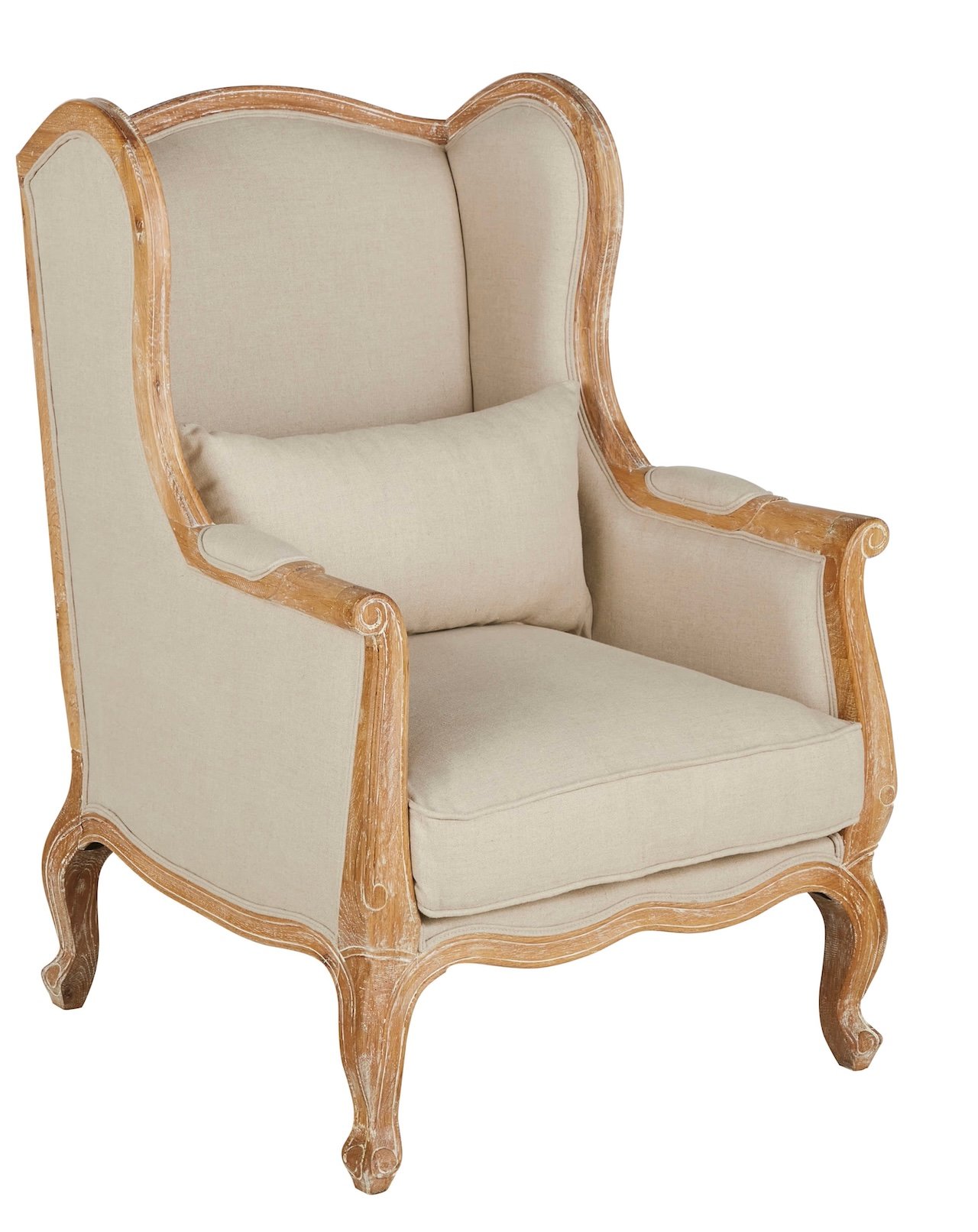 bergère en lin bois patiné style campagne traditionnel