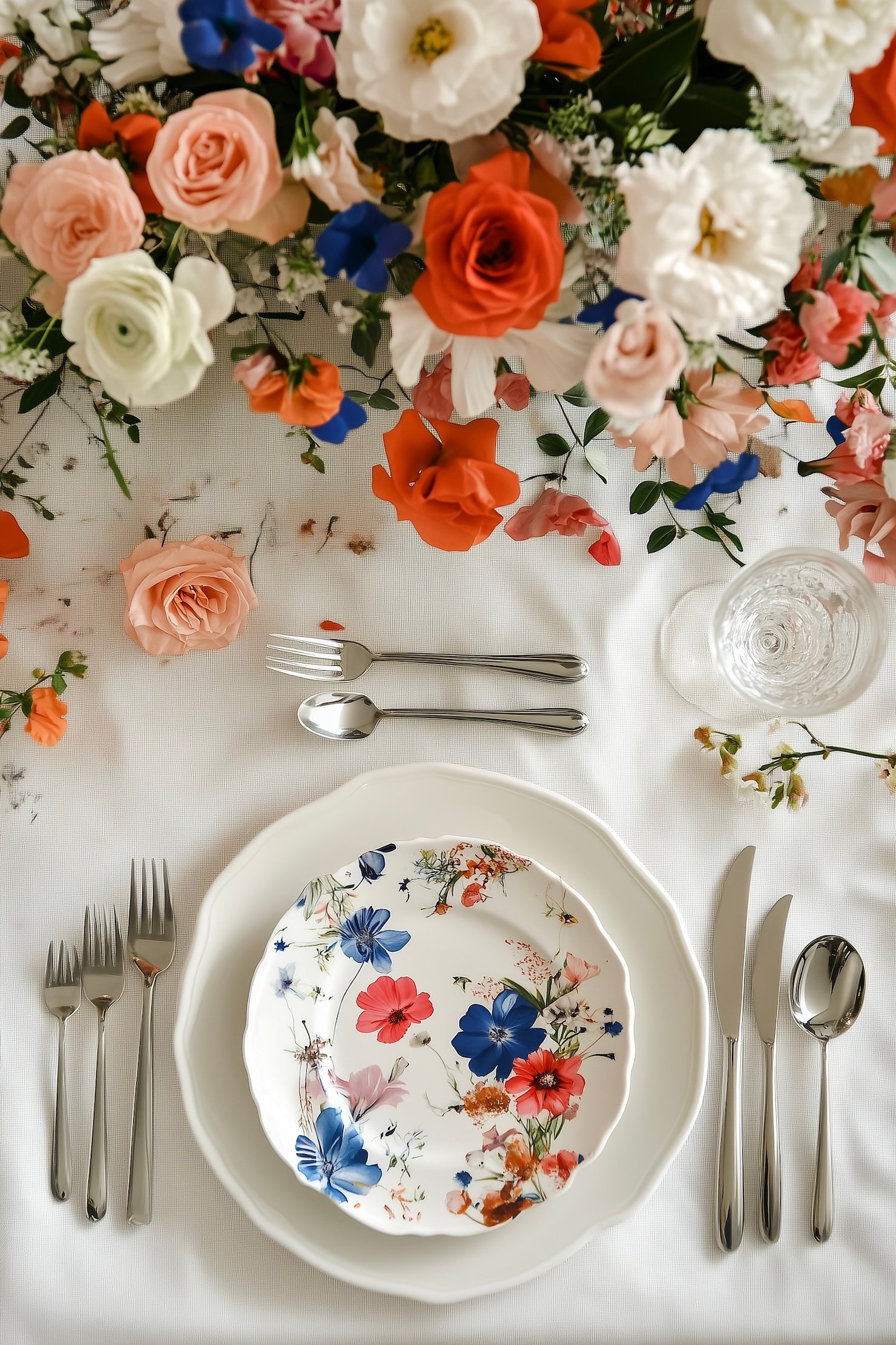 bouquet champêtre assiette motif floral table charme