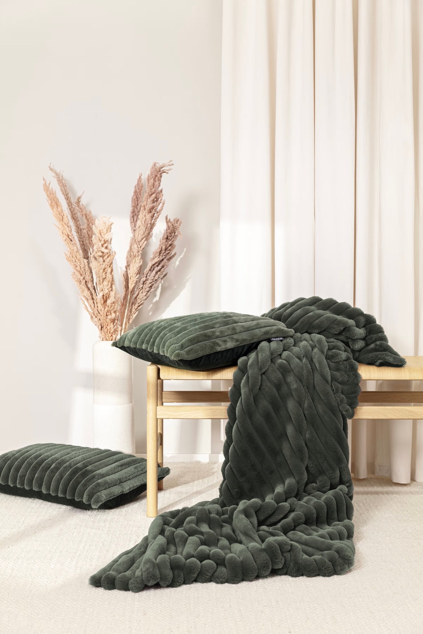 édredon coussin velours côtelé vert forêt