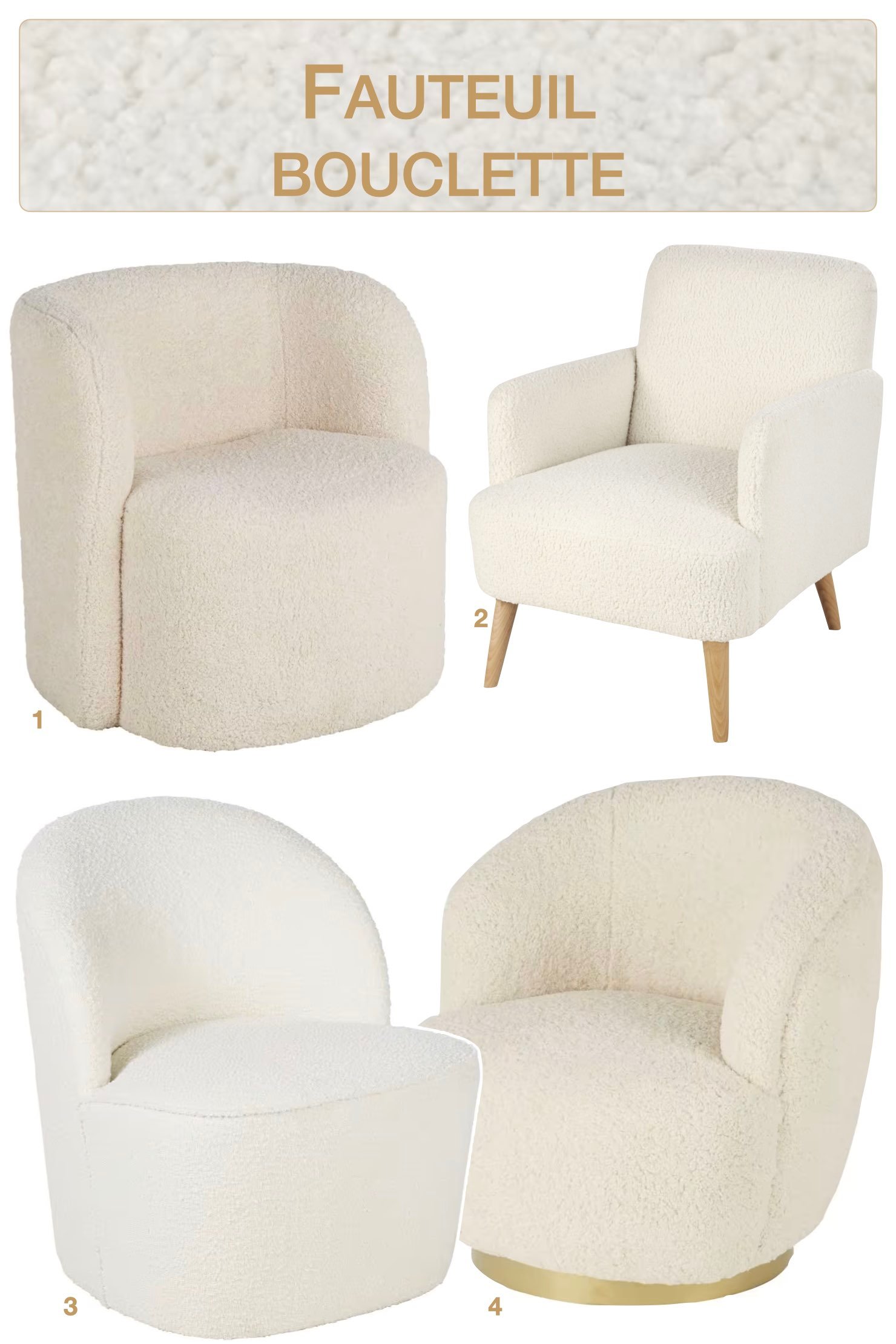 fauteuil bouclettes Maison du Monde pas cher arrondi