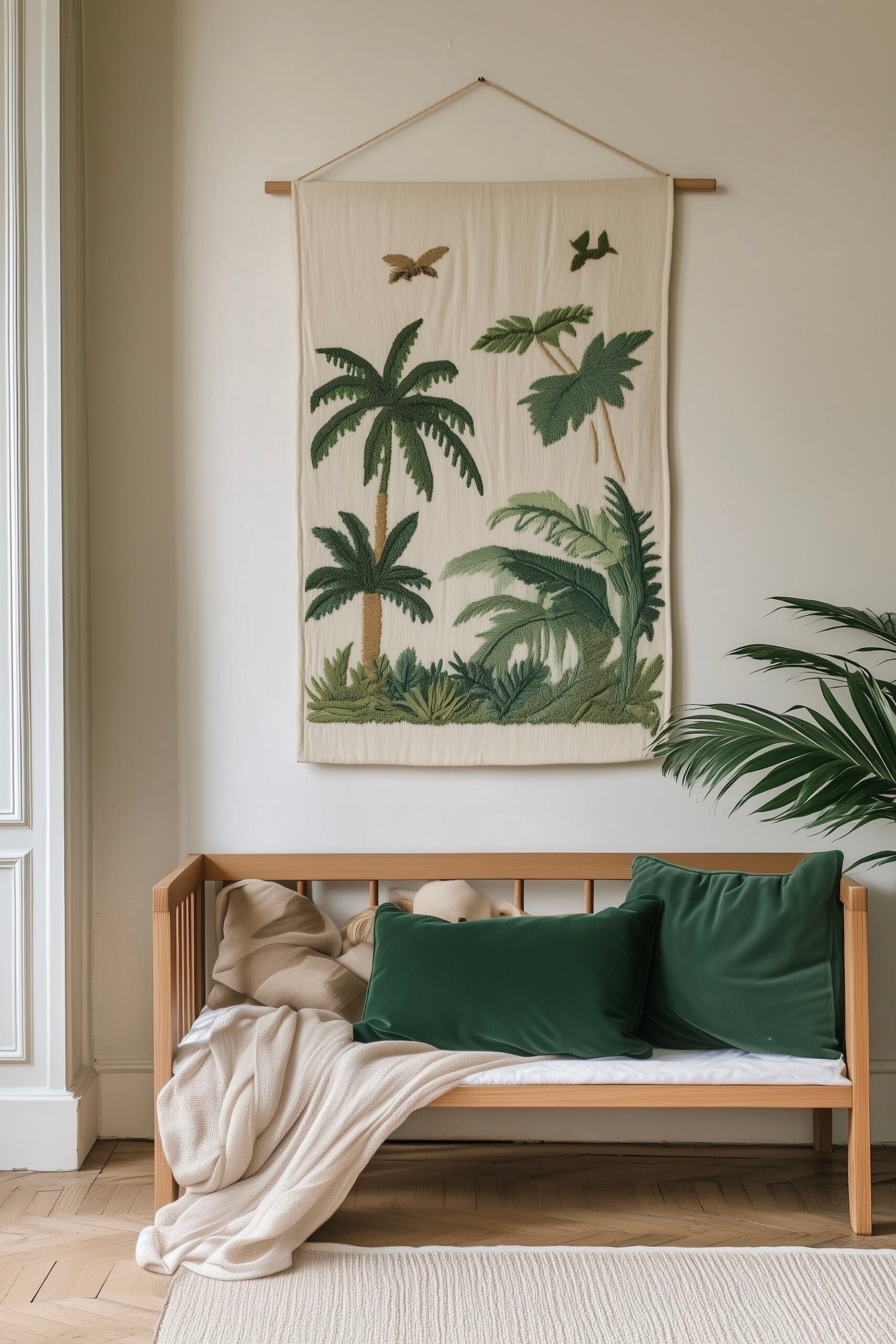 aménagement coin lecture palier décoration verte bois