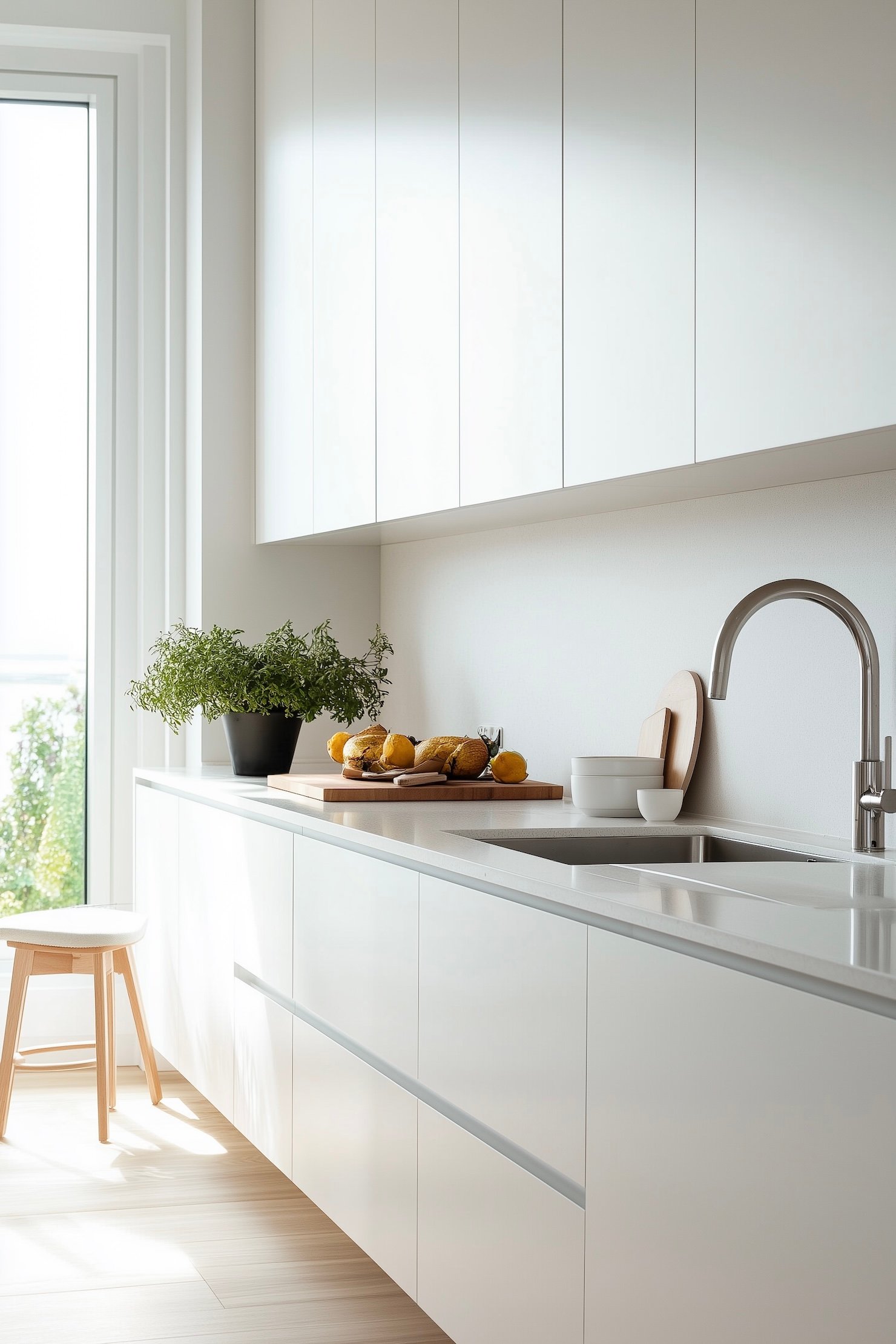 aménagement petite cuisine en longueur ikea toute blanche