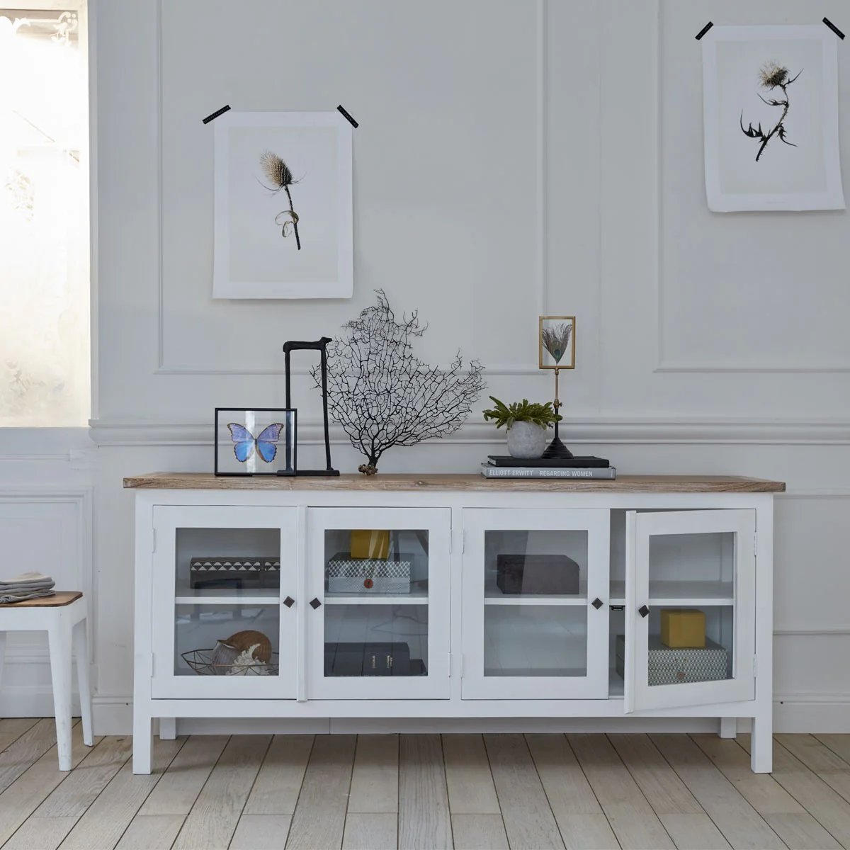 buffet esprit bord de mer banc vitrine bois flotté