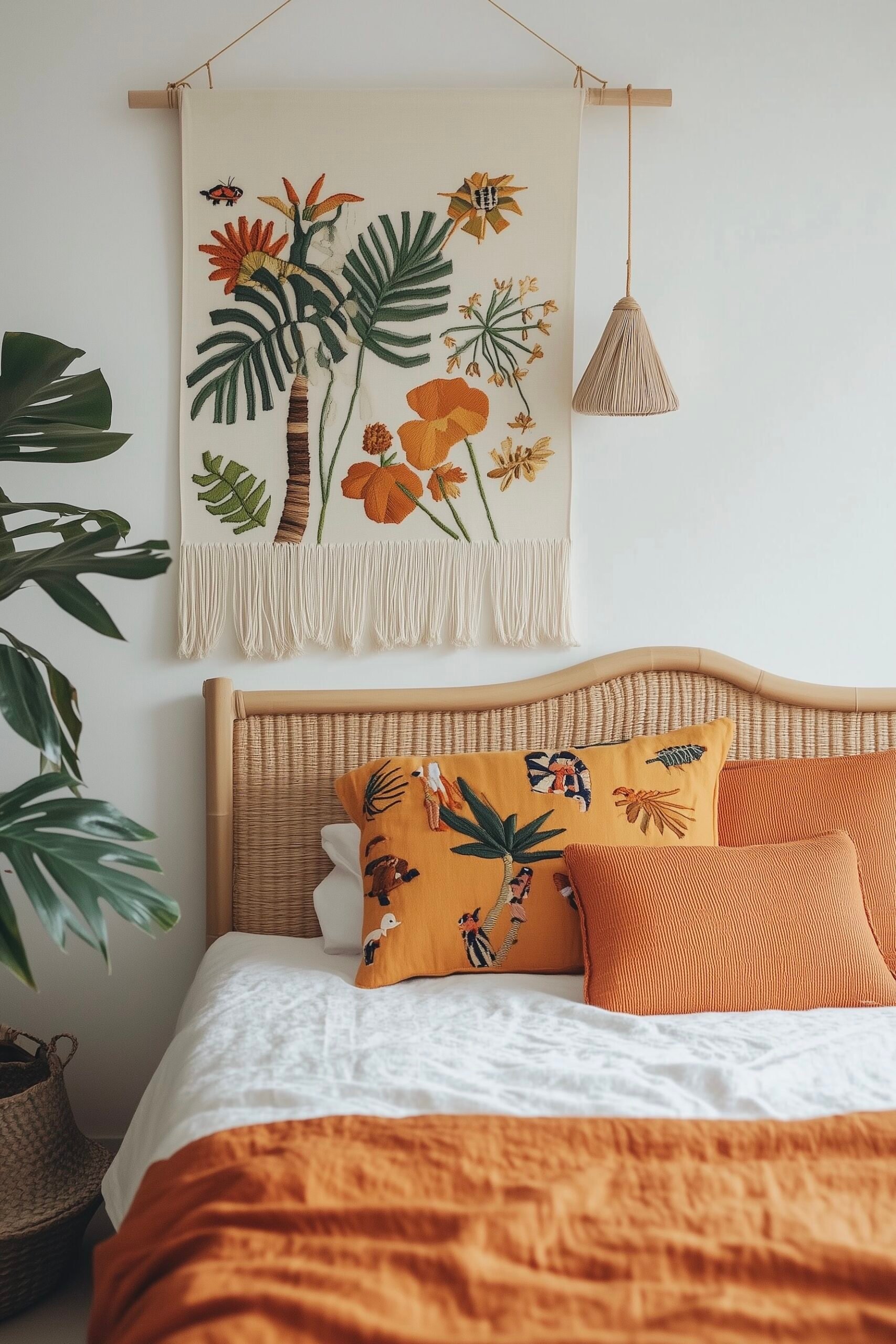 chambre enfant déco jungle orange verte sobre