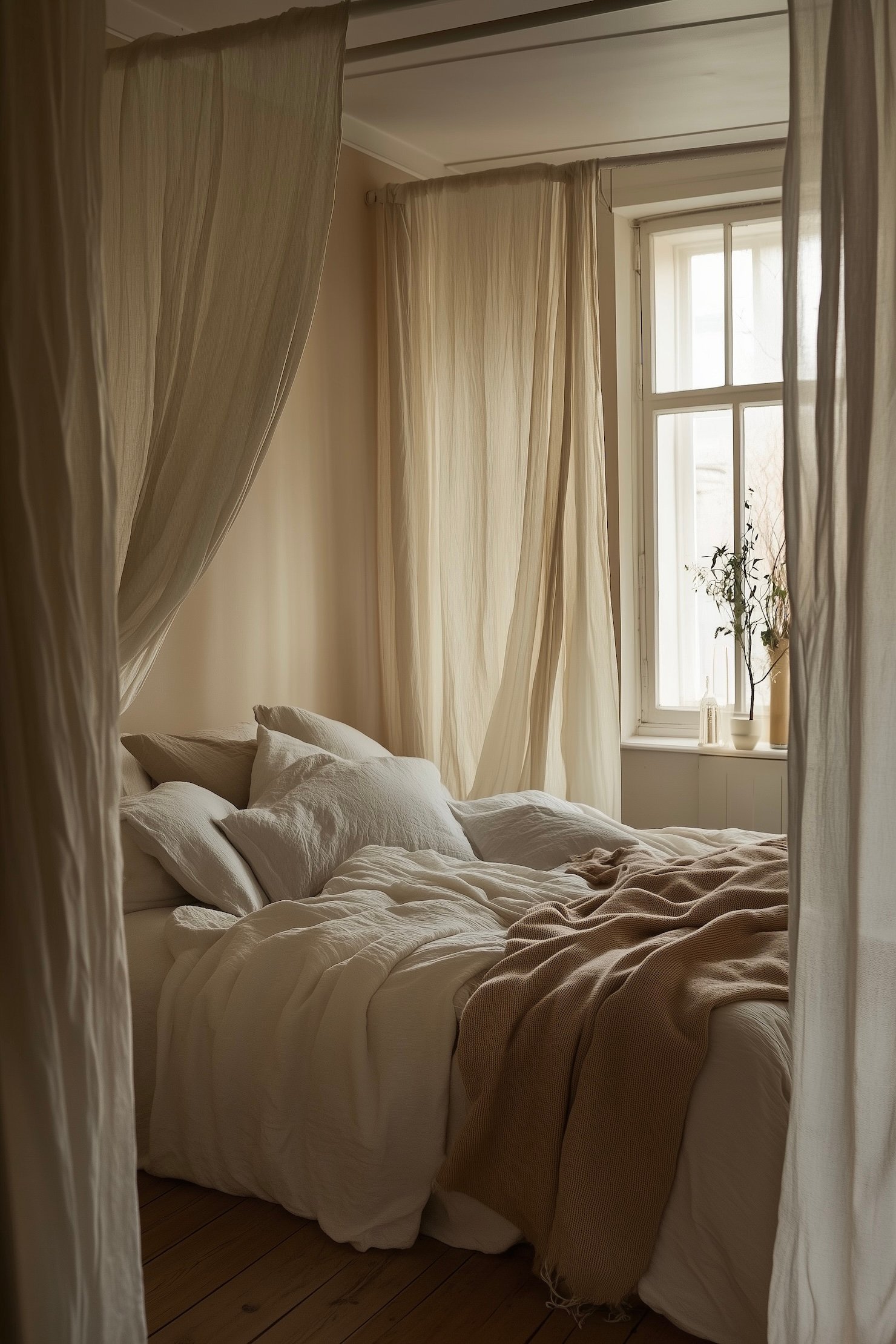 cloison rideaux lin voilage chambre romantique