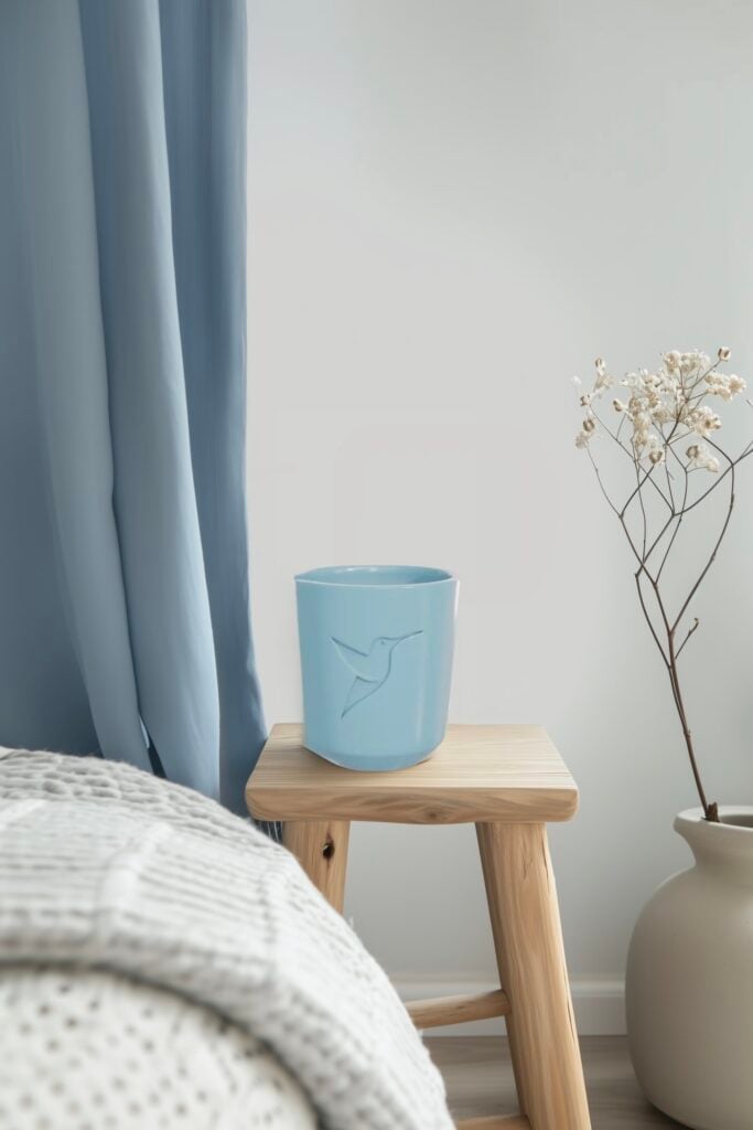 décoration chambre bois bleu clair