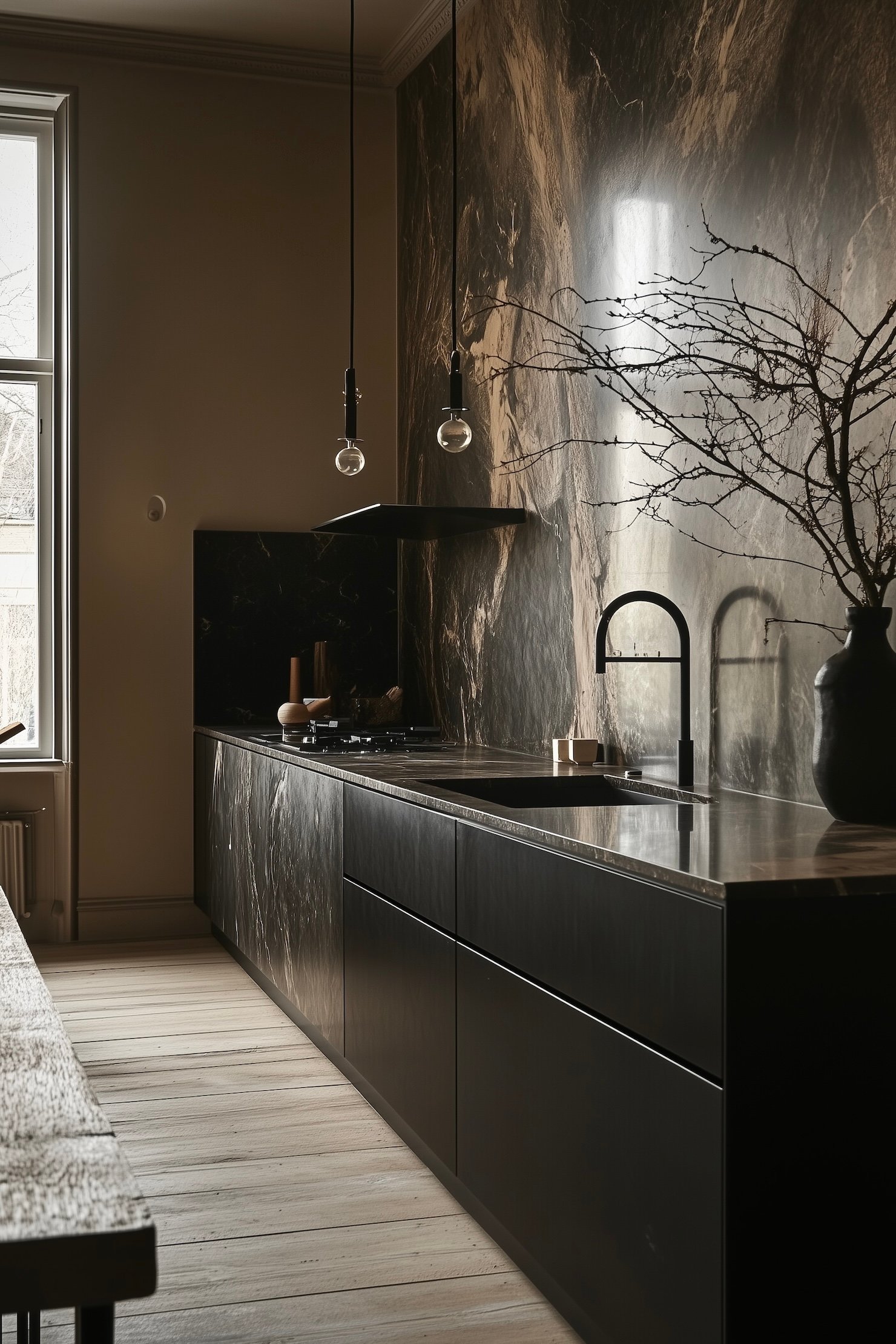 florim dalle effet marbre noir doré