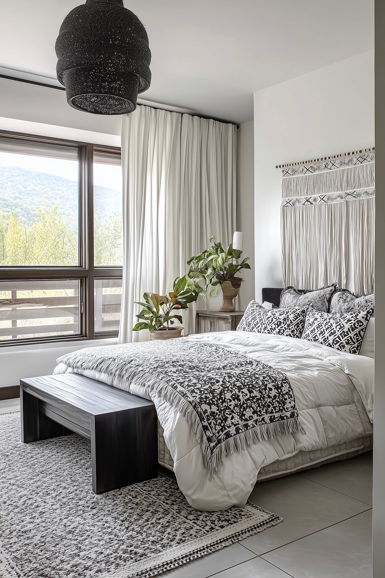 chambre noire blanc bohème