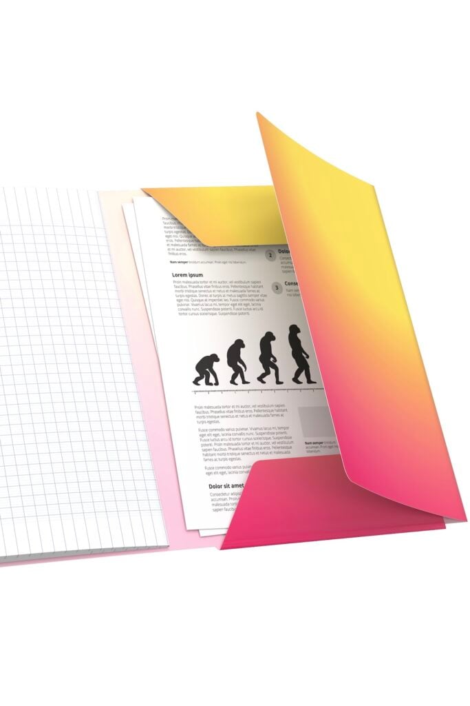 rentrée scolaire fournitures pochette dégradée jaune rose