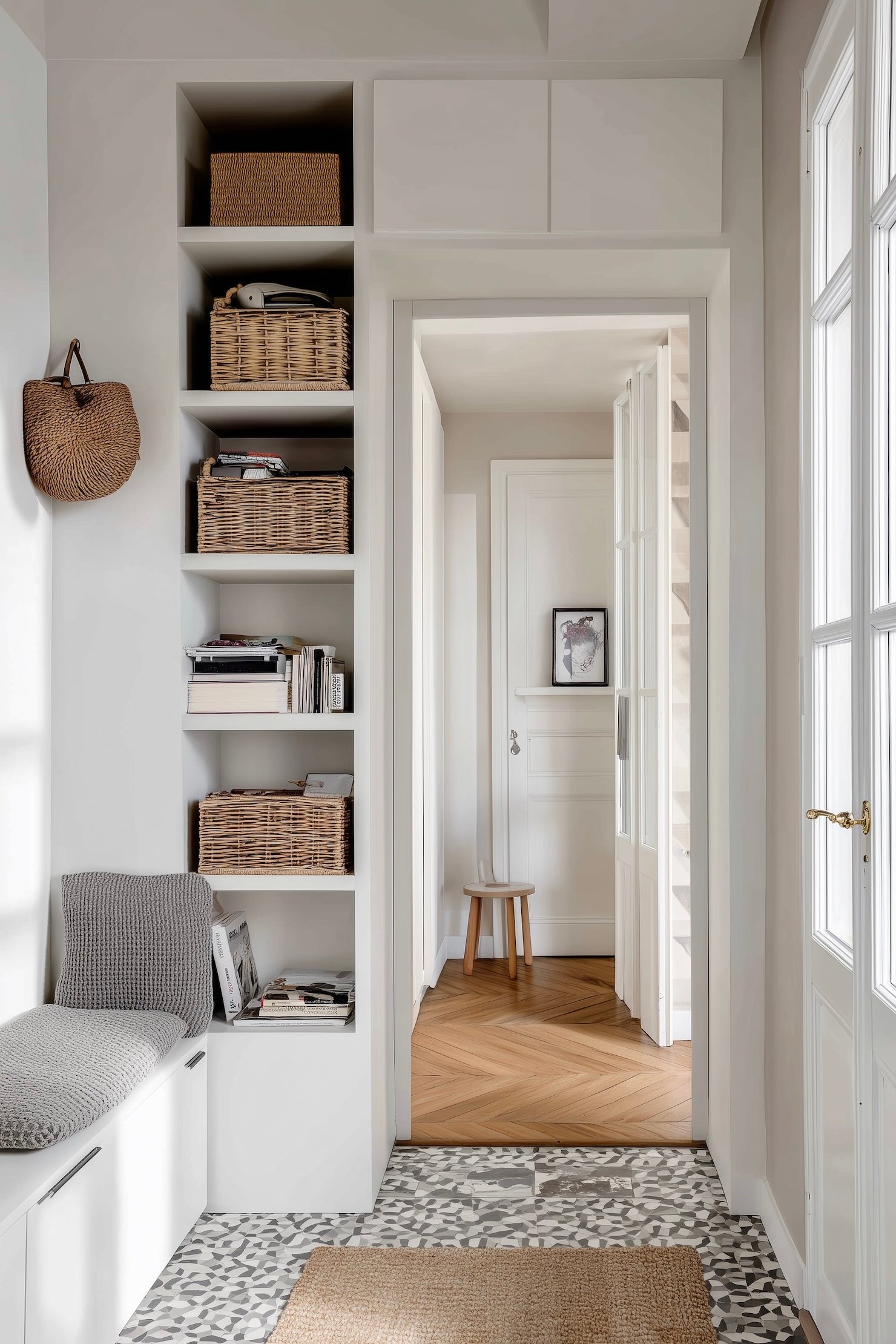 séparer sol parquet chevron carreaux ciment