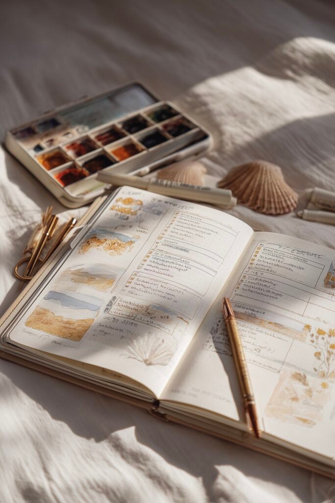 activité créative plage dessin aquarelle