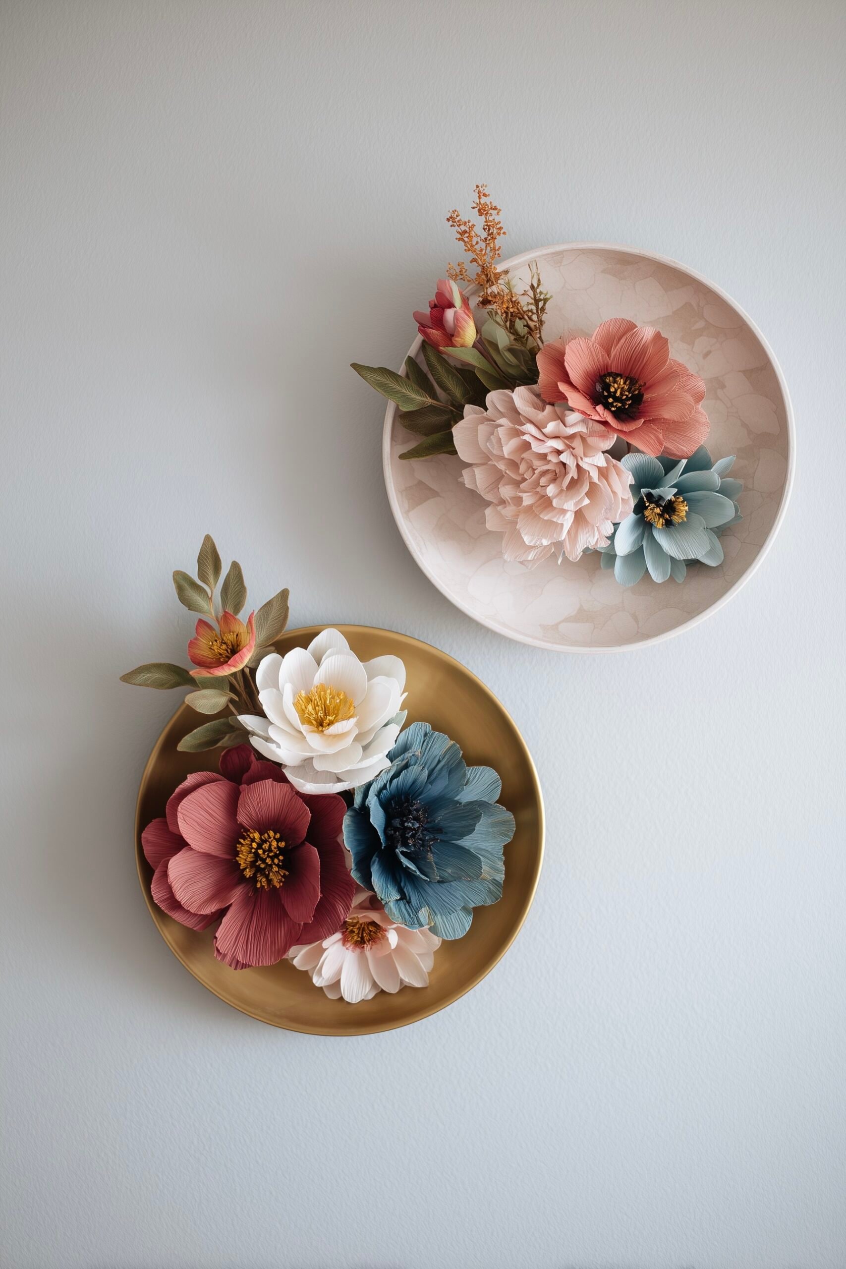 décorer fausse fleur crépon assiette murale