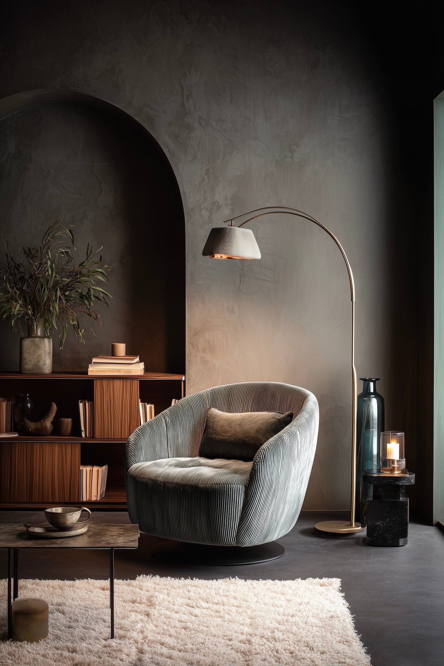 séjour sombre design original agréable