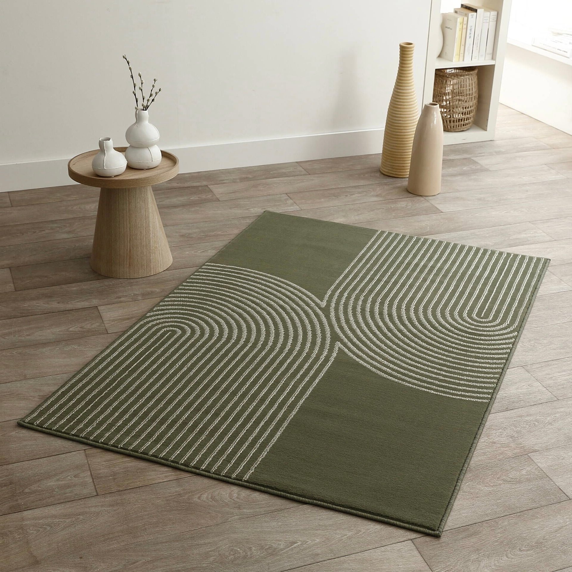 tapis tendance déco salon arche kaki