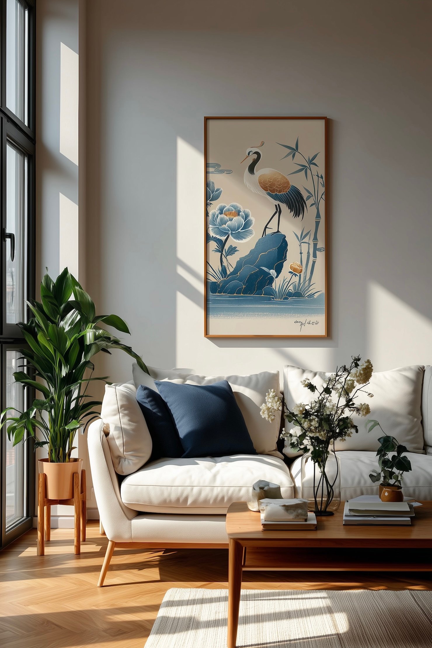 Walensky poster grue du Japon héron nénuphar