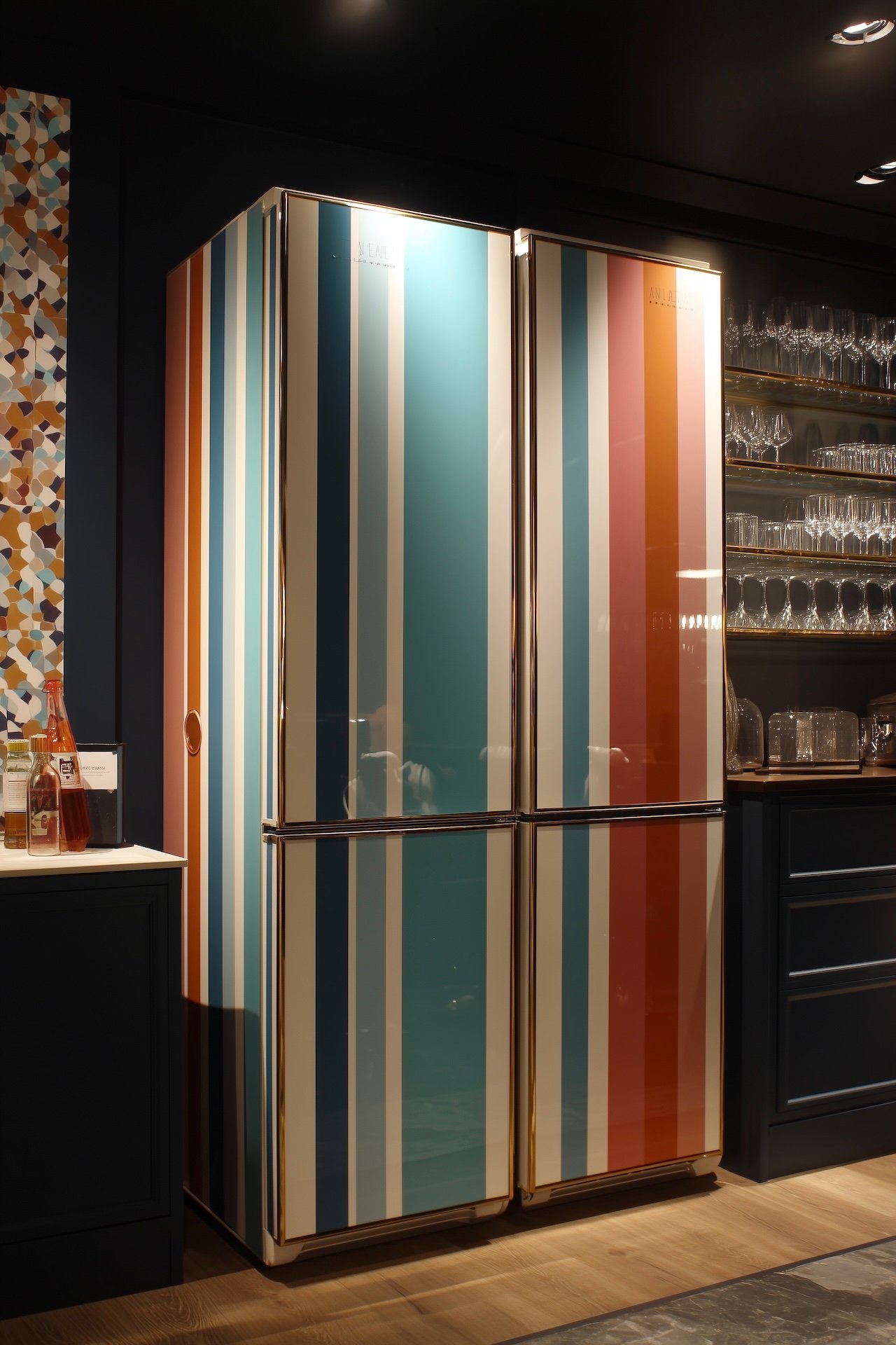 customiser frigo peinture scotch rayures colorées