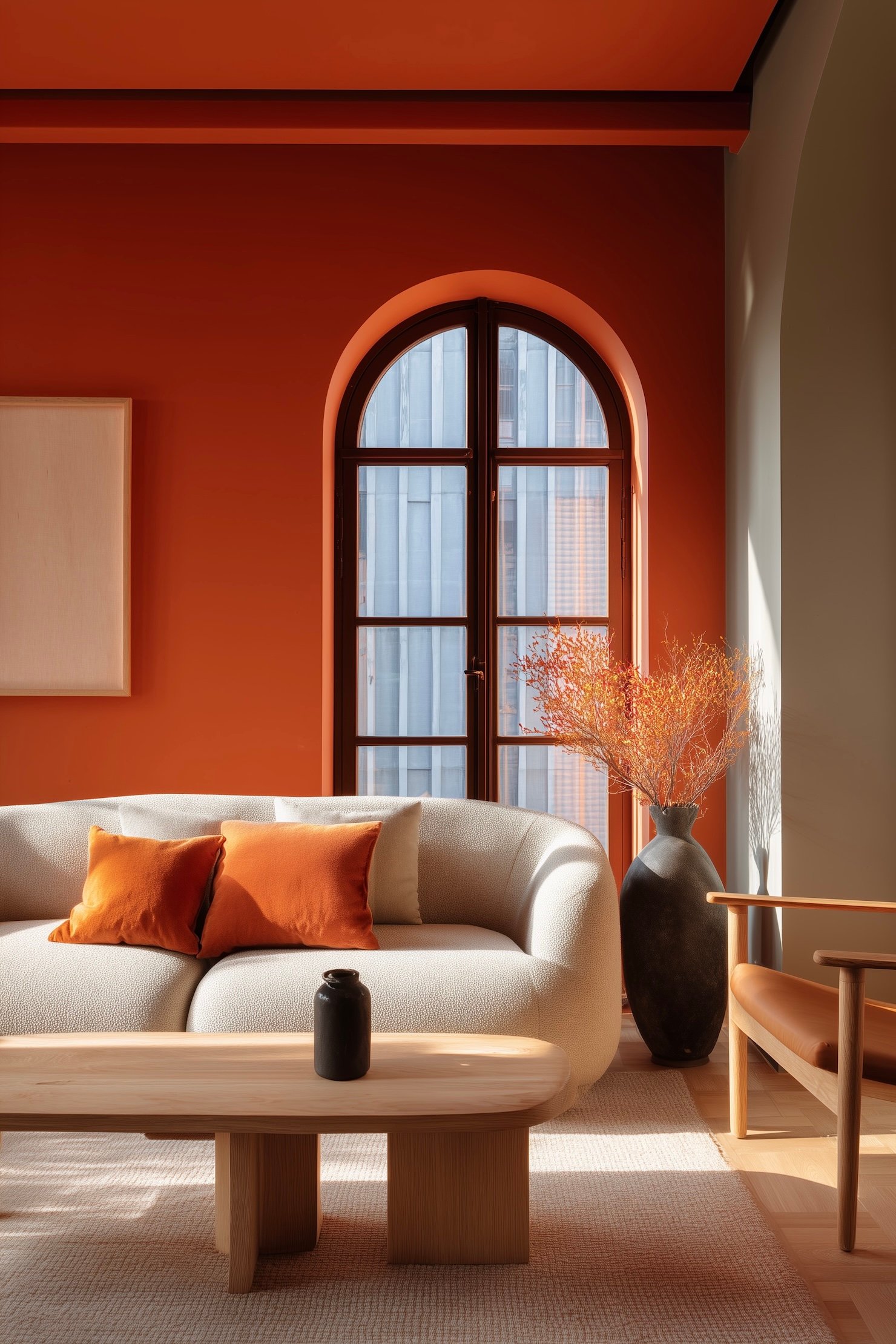 décoration salon rose orange inspiration danoise