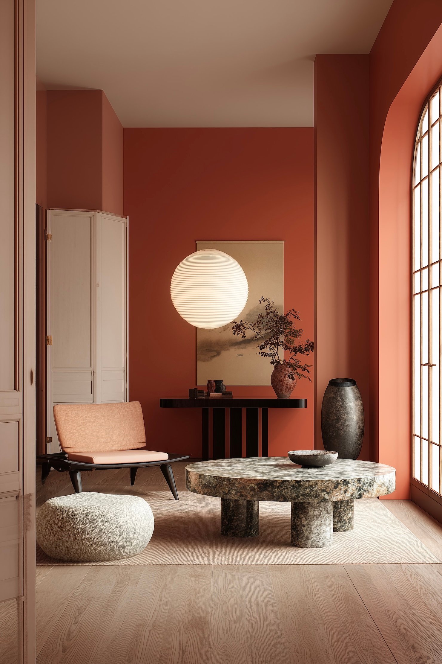 loft décoration chic colorée arche porte verrière