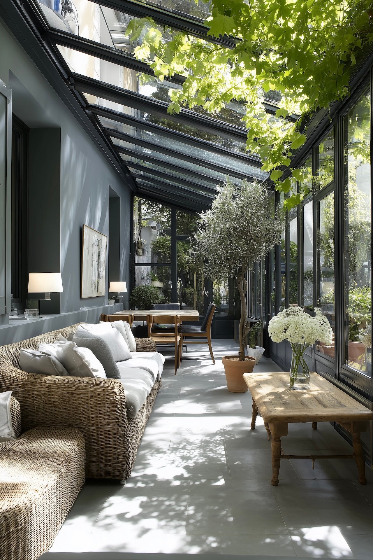 aménagement véranda longueur petit salon