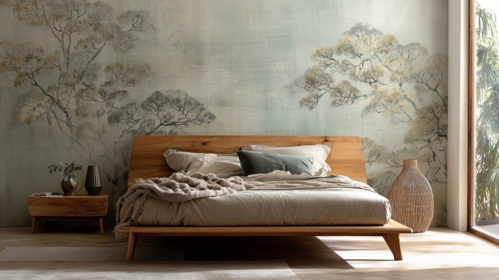 lit bois massif chambre naturelle japonisante
