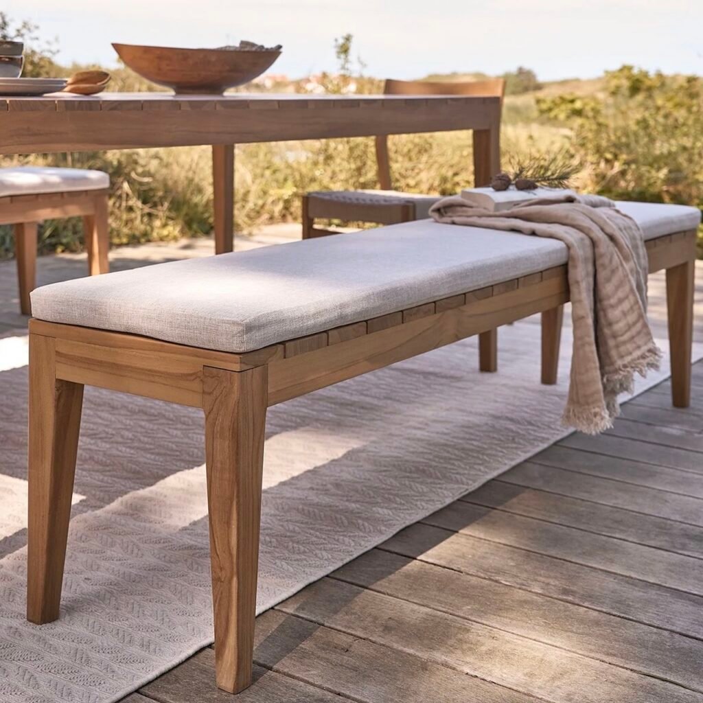 banc jardin rembourré confortable terrasse méditerranéenne