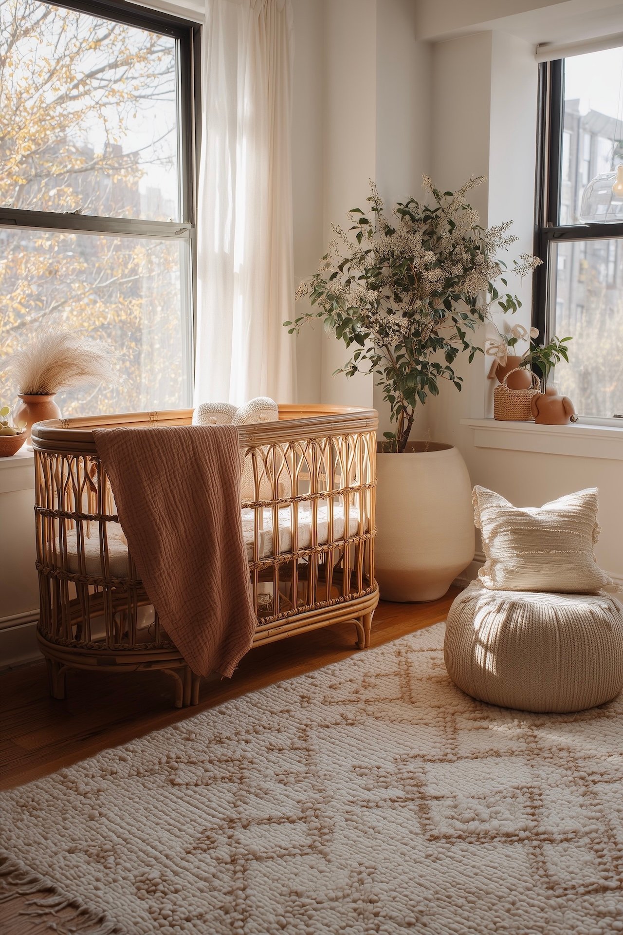 berceau rotin chambre bébé bohème