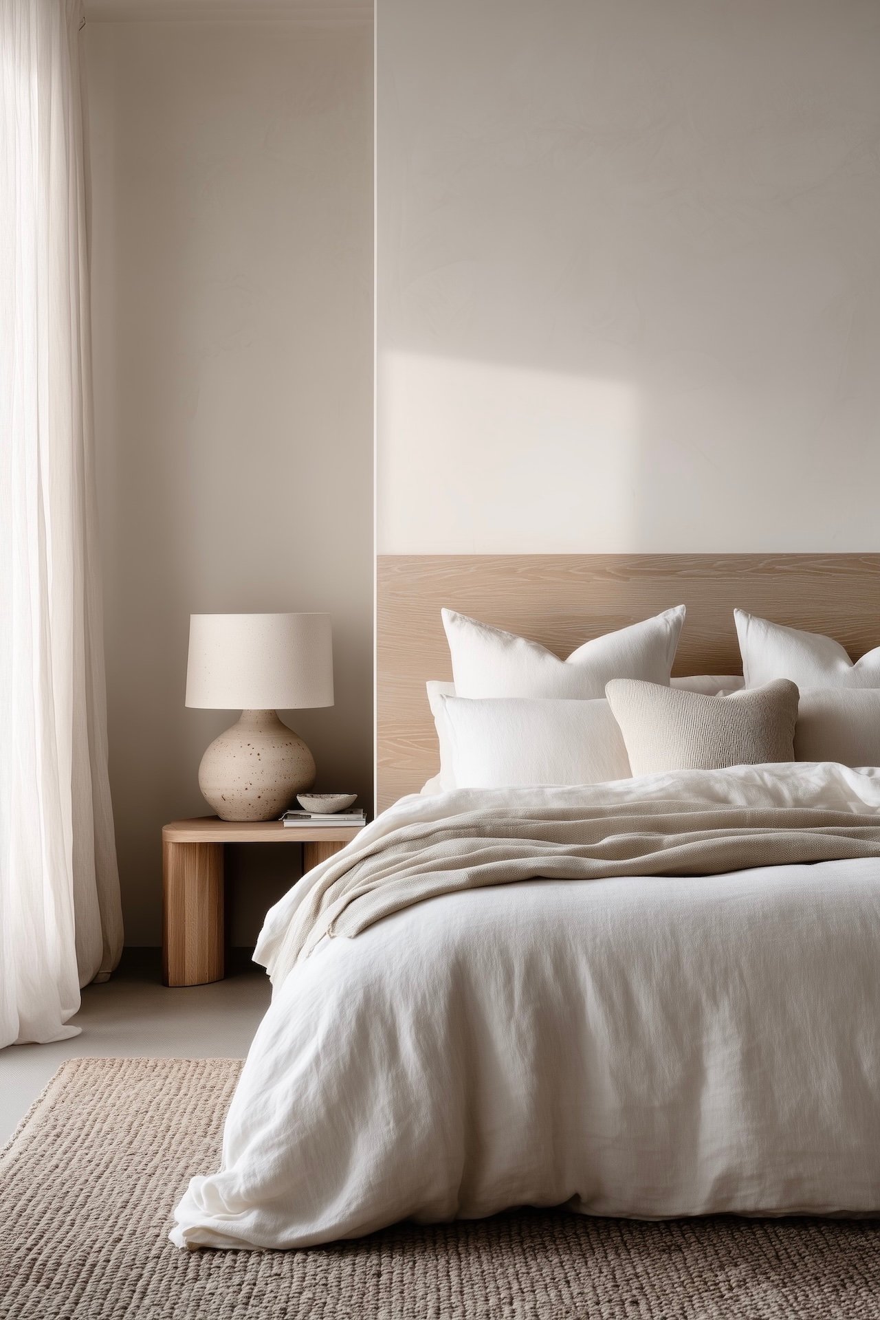 chambre minimaliste lin bois ambiance douce