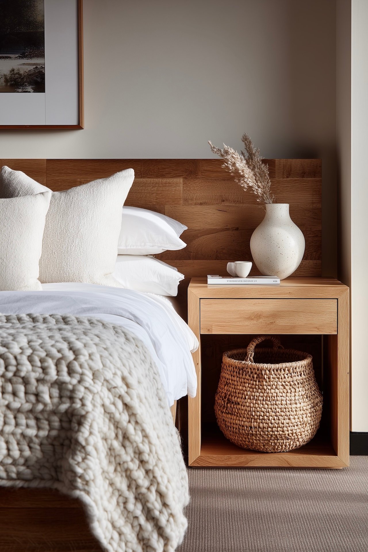 coussins lit neutres lin matières naturelles