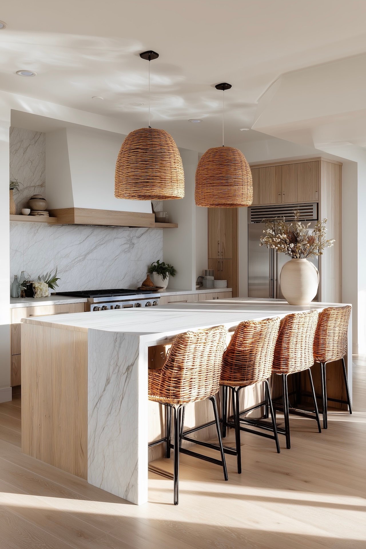 cuisine matériaux naturels mobilier intérieur moderne