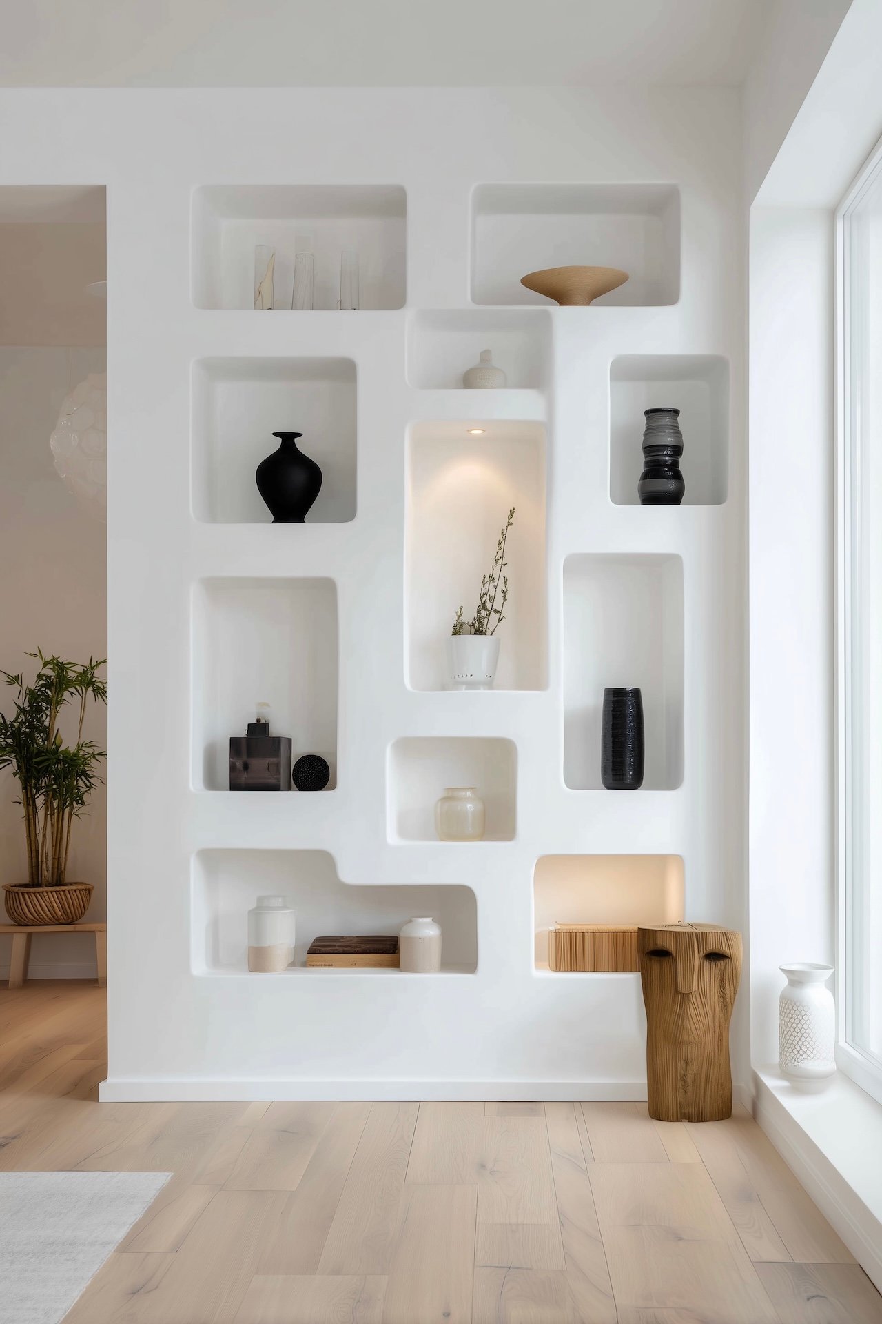 galerie art couloir bibelot rangement encastré