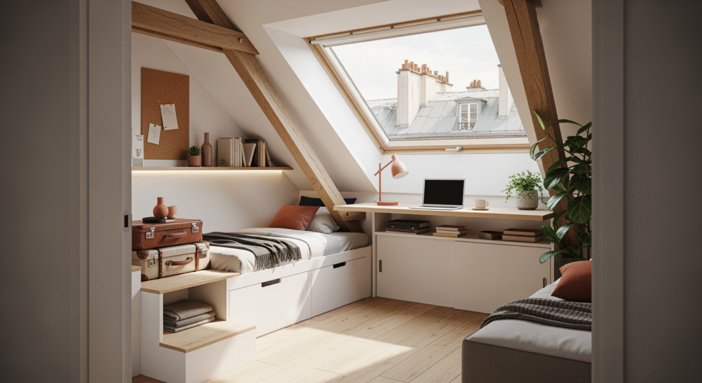 Aménager sous pente une chambre d'étudiant: le guide