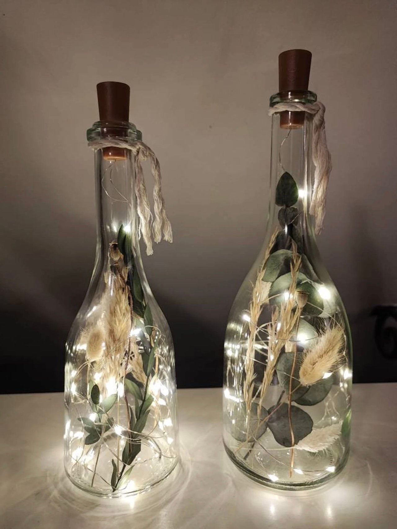 centre table lumineux bouteille déco Noël fait-main