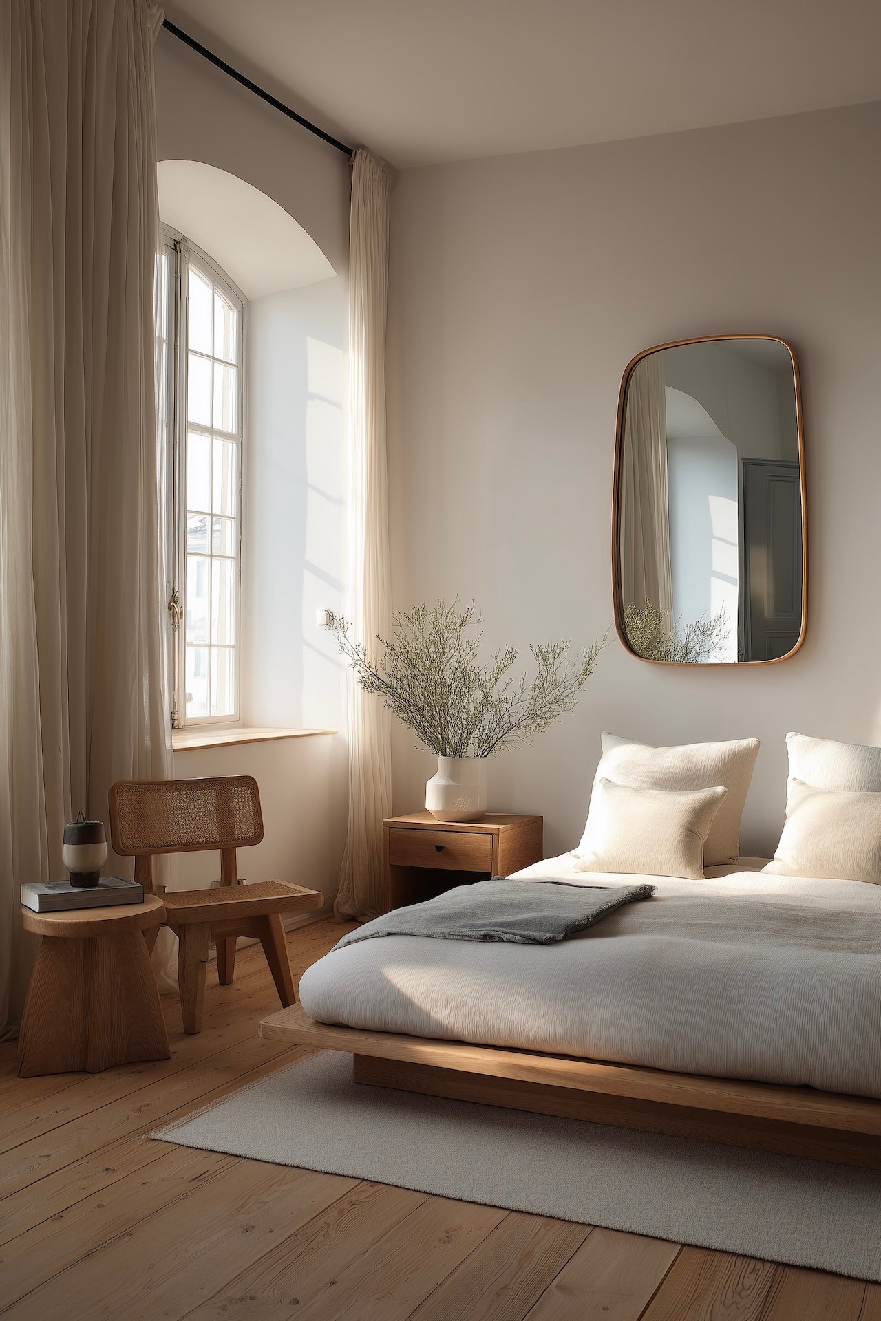 chambre couleurs neutres bois design lisse