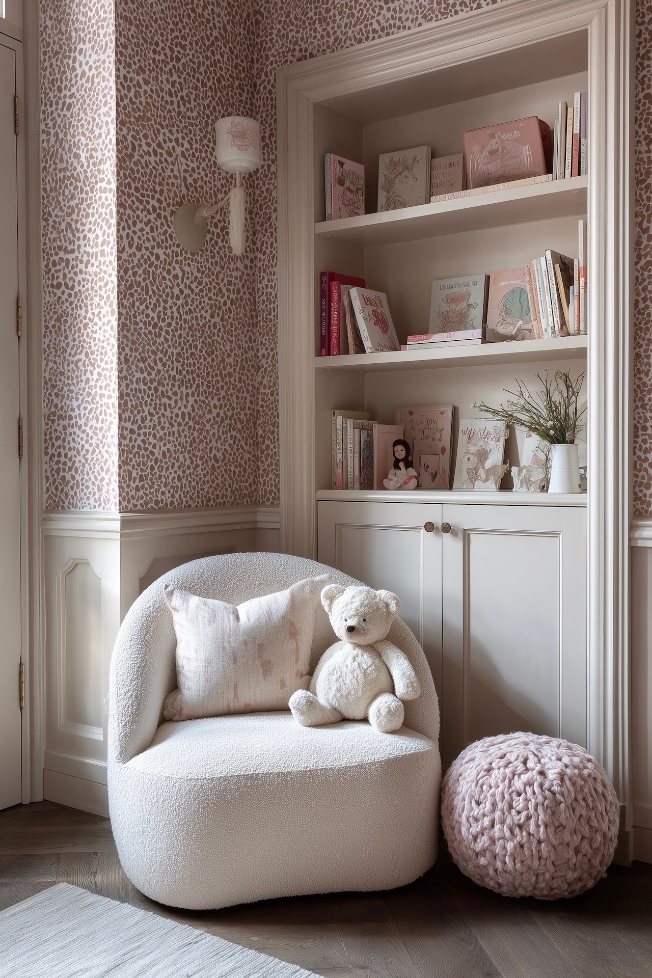 chambre papier-peint léopard rose terracotta