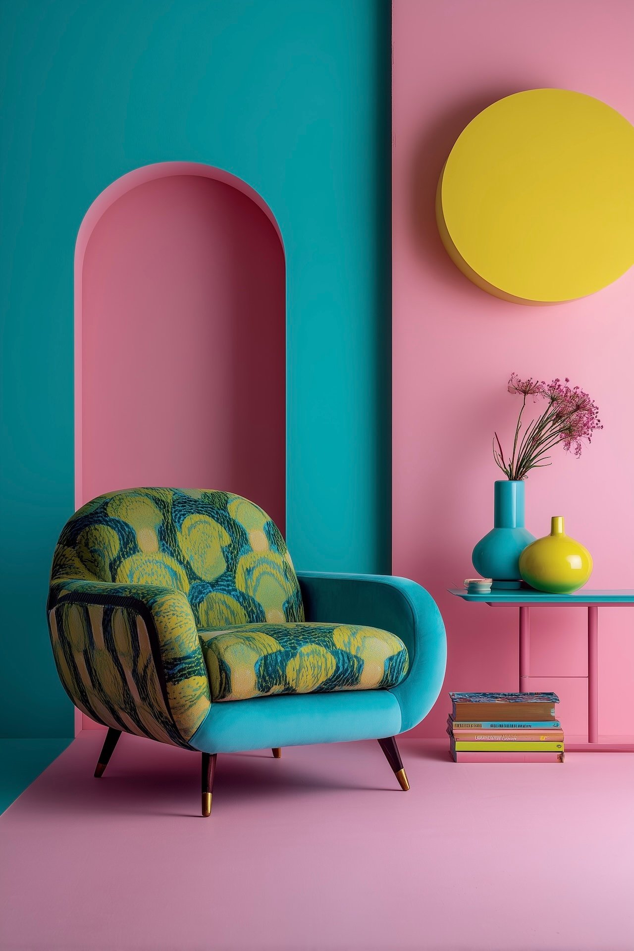 coin cosy design pop 80s rose turquoise