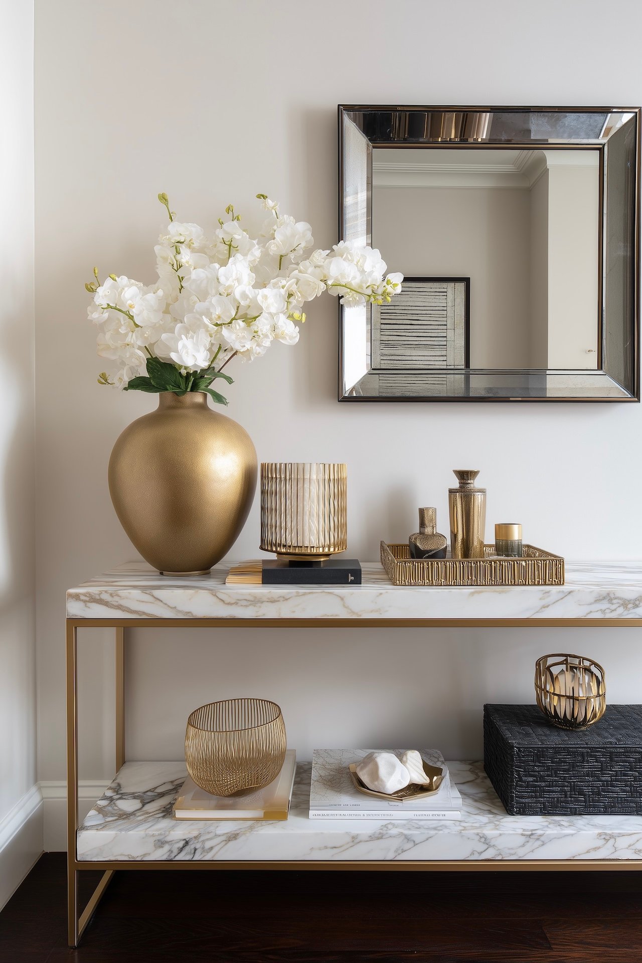 entrée meuble doré marbre années 30