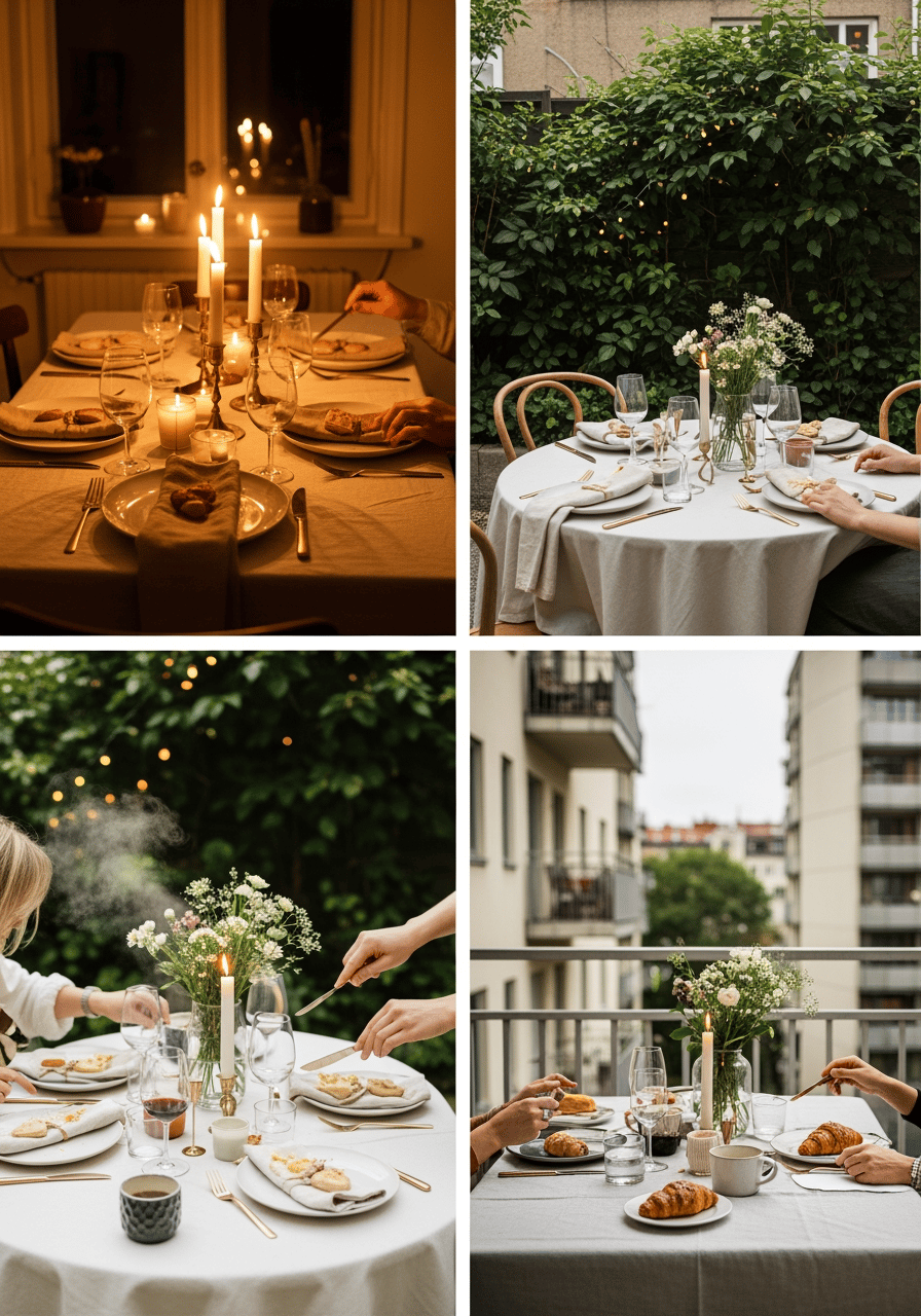 installer assiettes couverts ordre diner chandelle