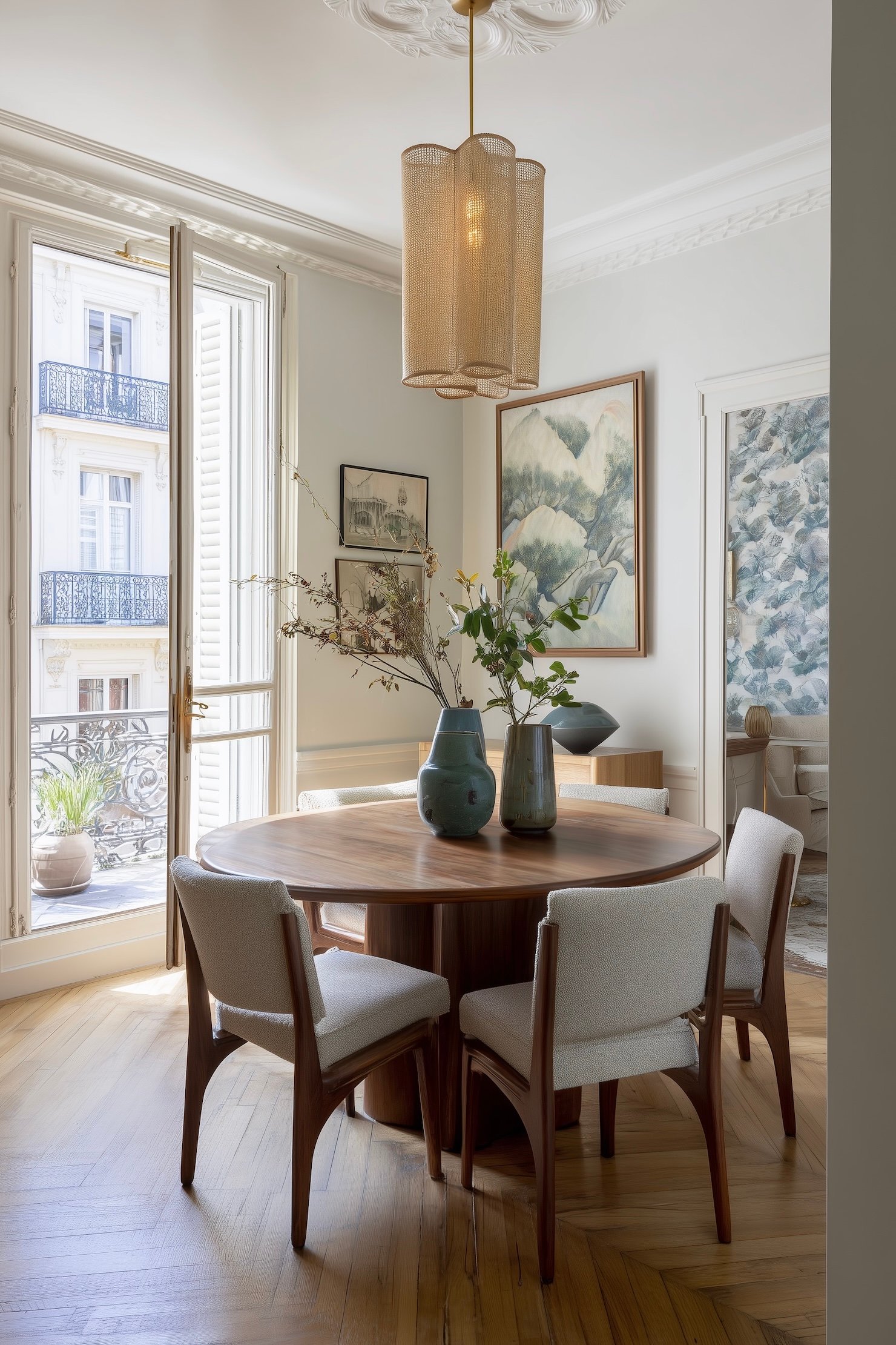 table ronde 4 personnes fauteuil bois bouclettes