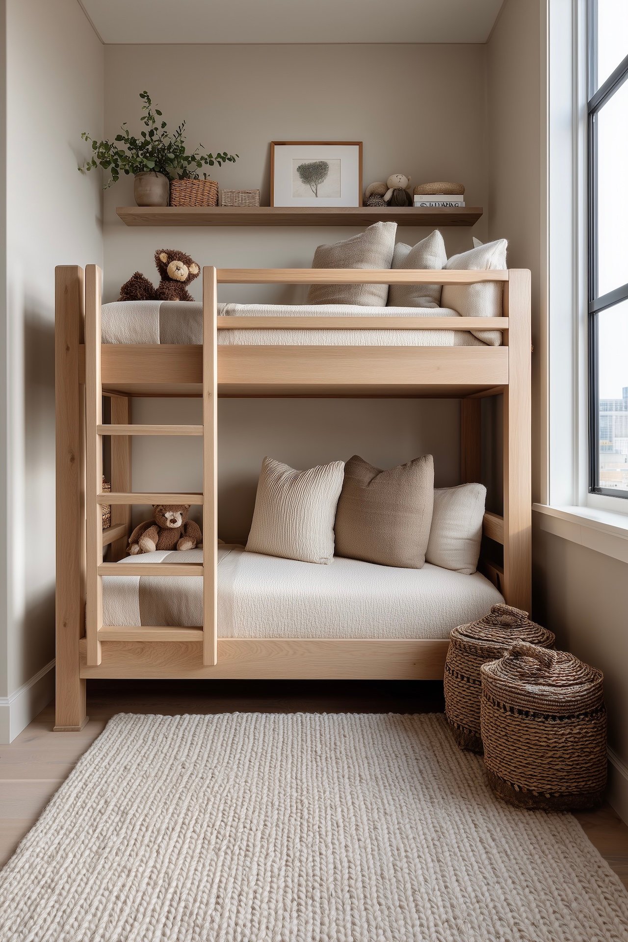 aménagement couleurs neutre beige mum chambre jumeaux