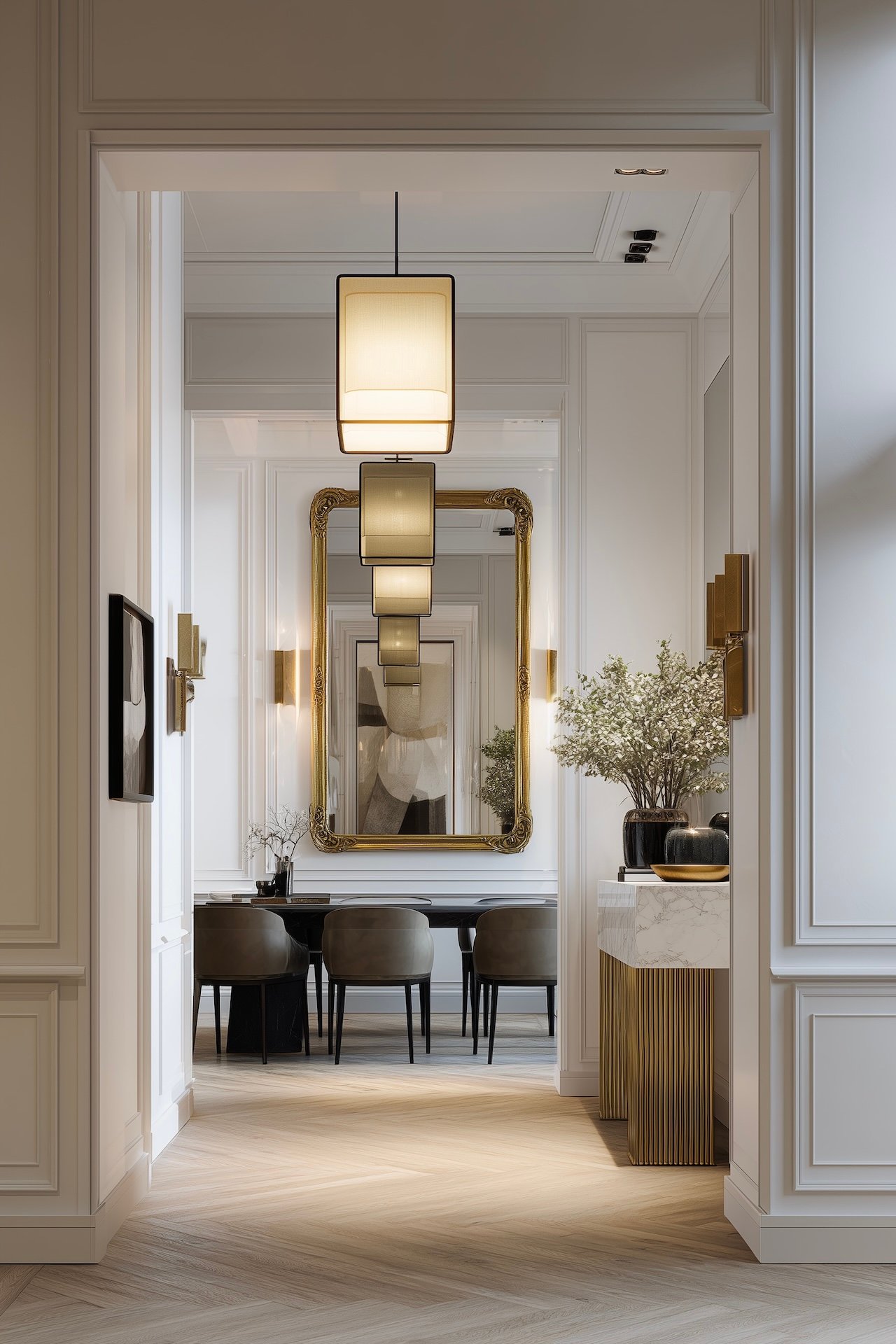 appartement parisien classique miroir rococo doré