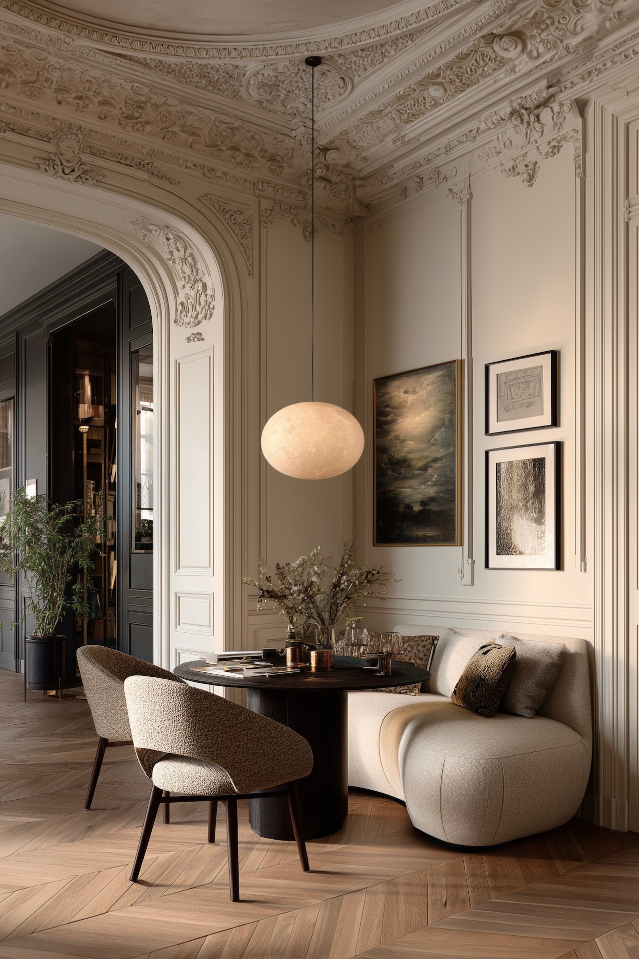 appartement parisien haussmannien coin repas moderne